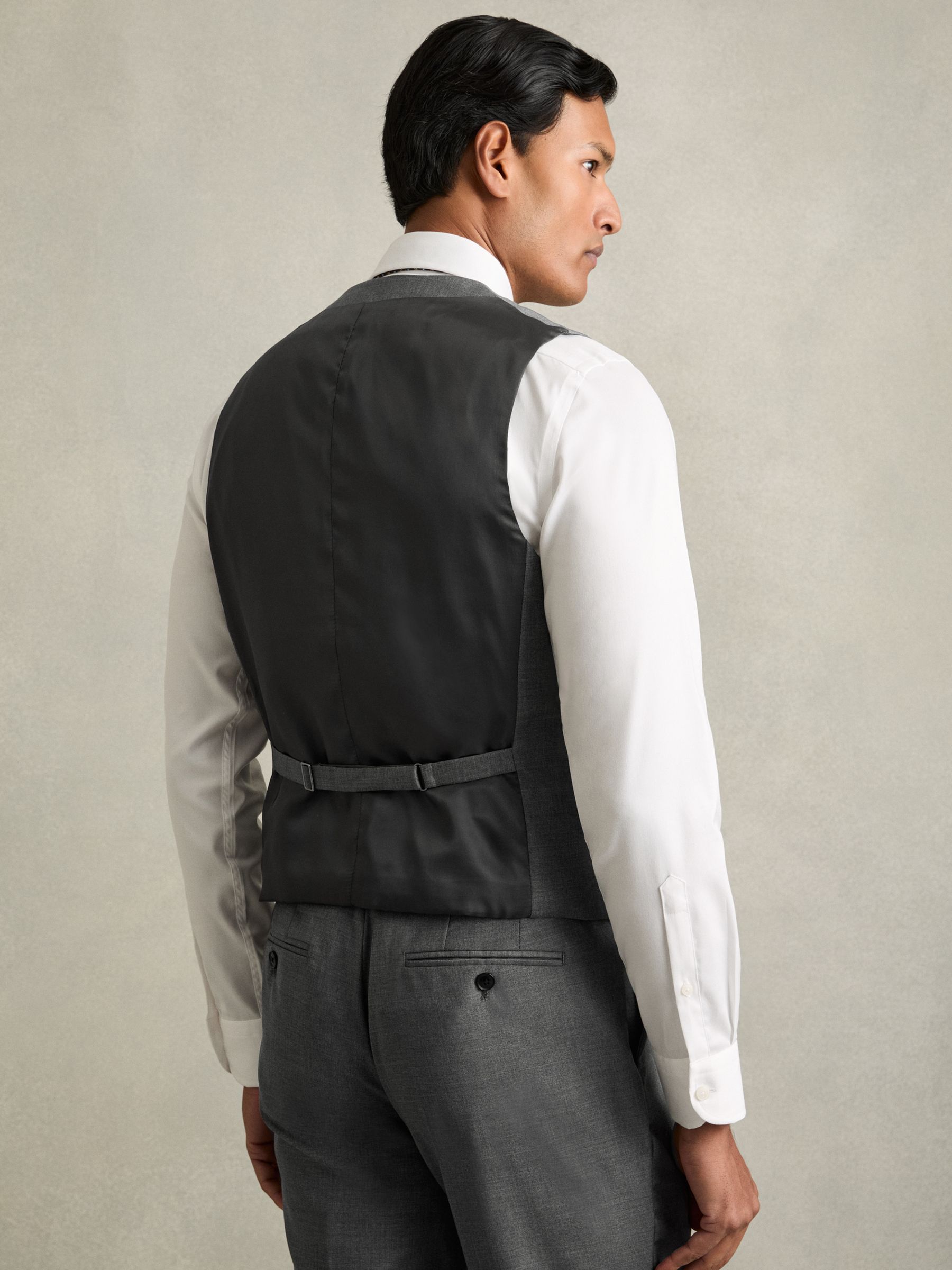 Slim-Fit Wool Suit Waistcoat in Grey - Image 6 of 7