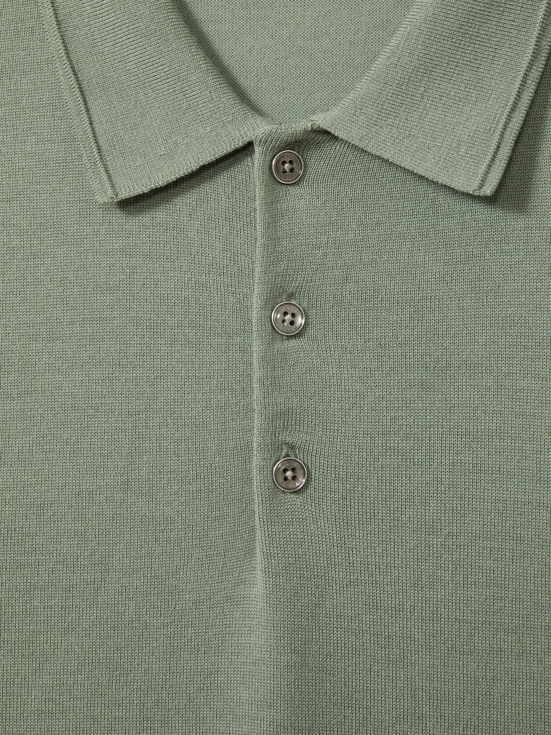 Merino Wool Short-Sleeve Polo Shirt in Herb Green - Image 6 of 6