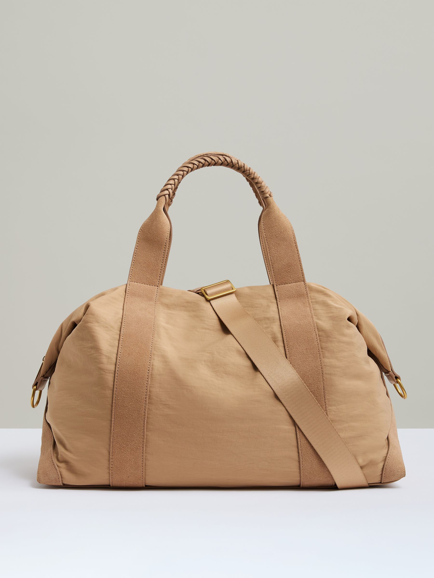Braided-Handle Soft Weekend Bag in Blush - Image 4 of 5