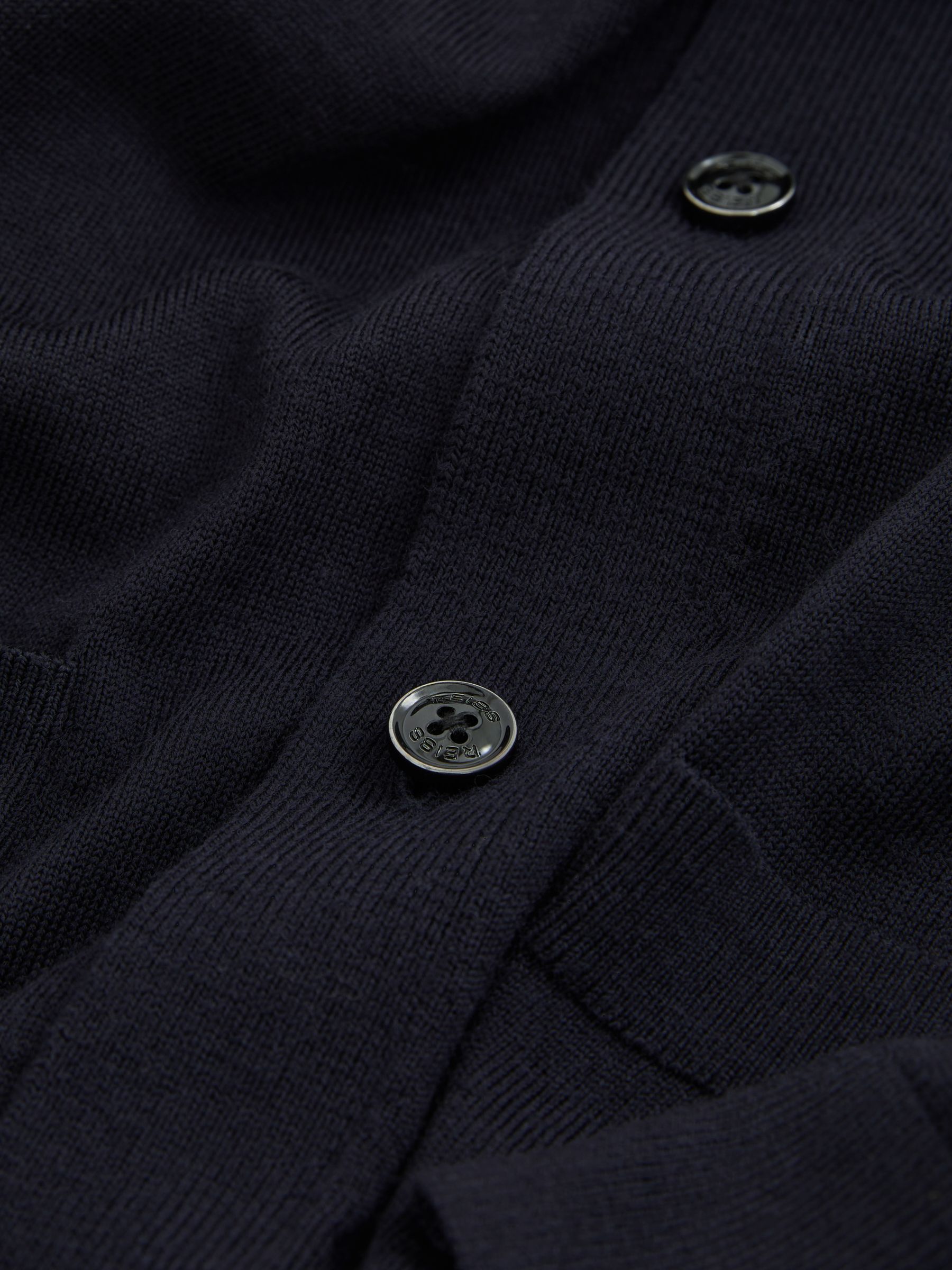 Merino Wool Shawl-Collar Cardigan in Navy - Image 7 of 7