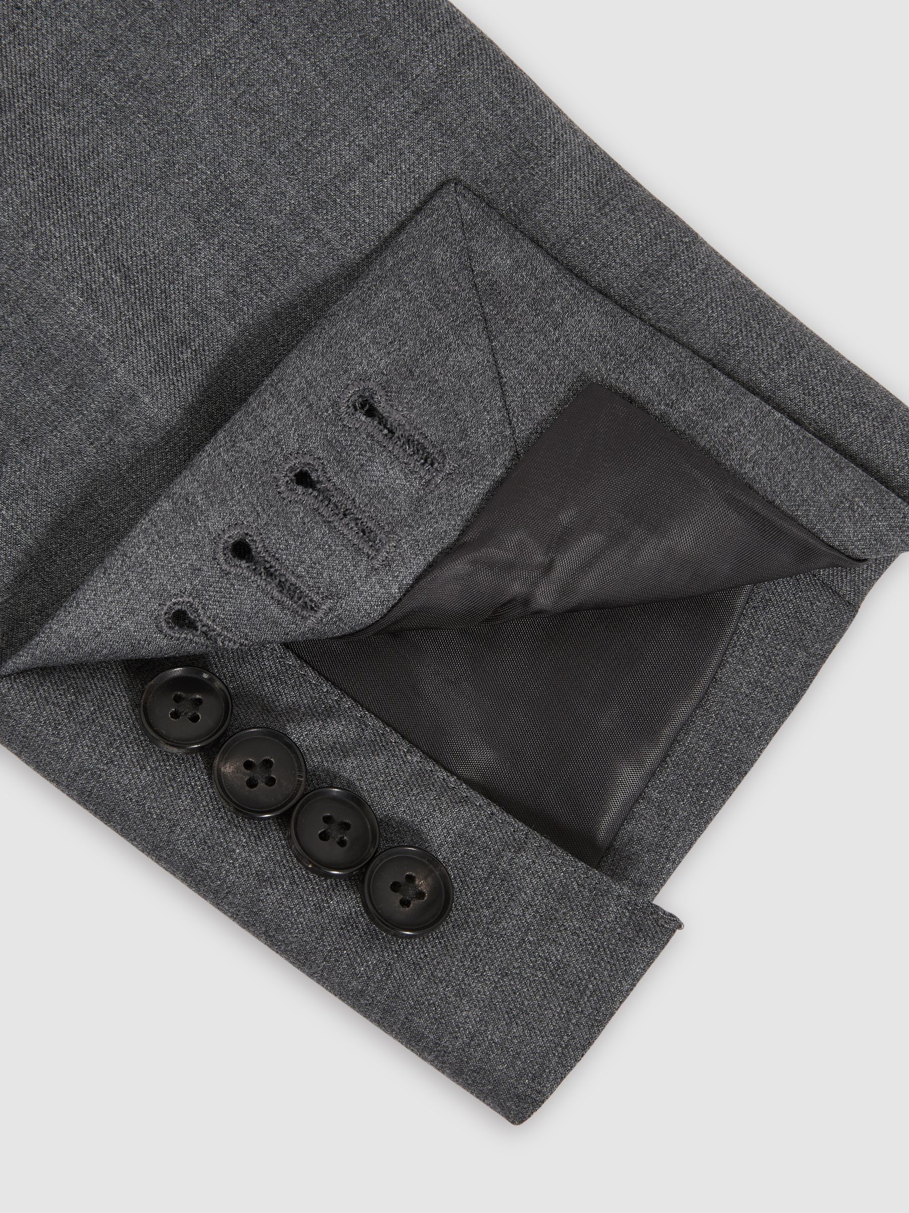 Slim-Fit Single Breasted Wool Suit Jacket in Grey - Image 10 of 11