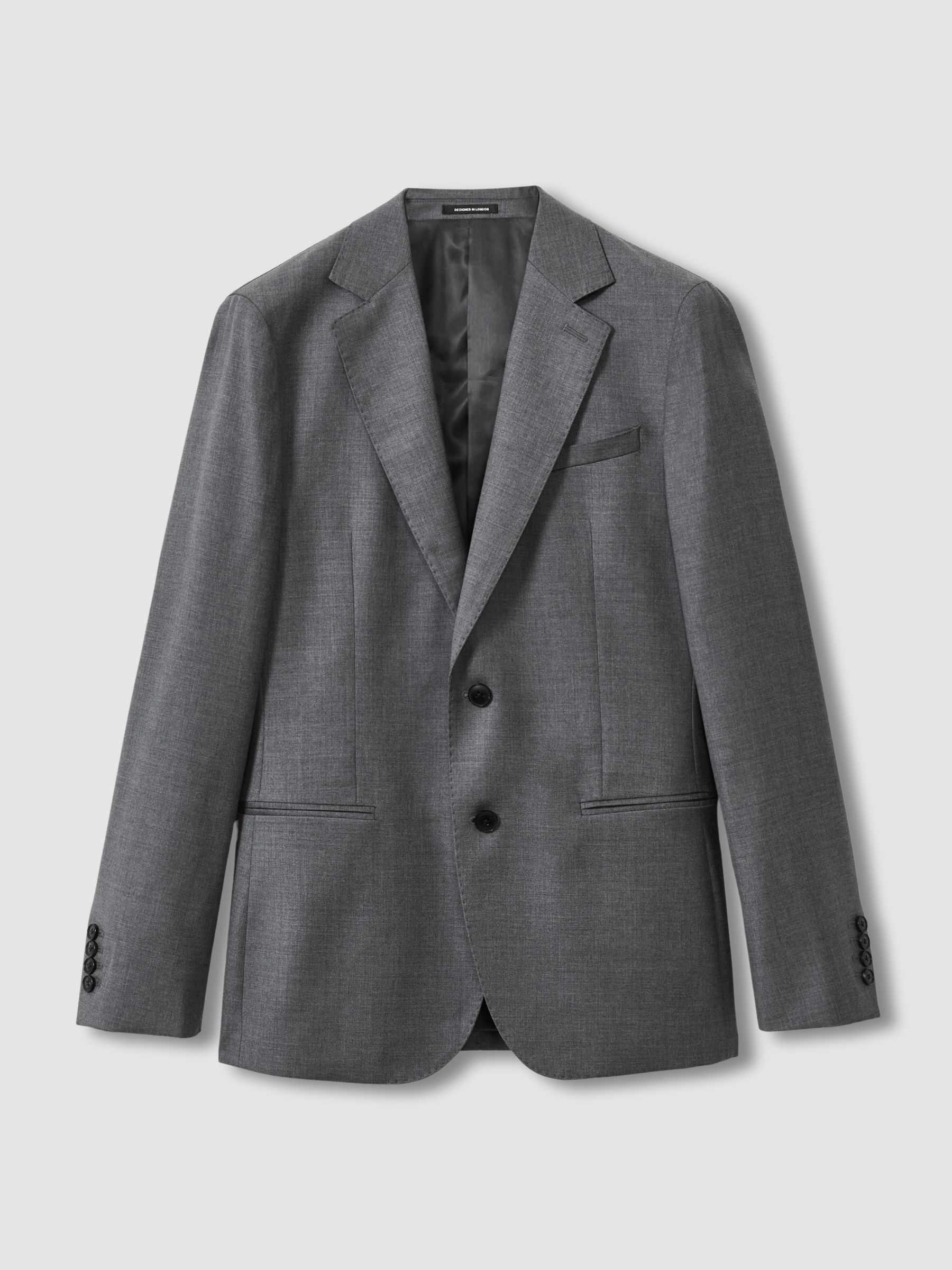 Slim-Fit Single Breasted Wool Suit Jacket in Grey - Image 2 of 11