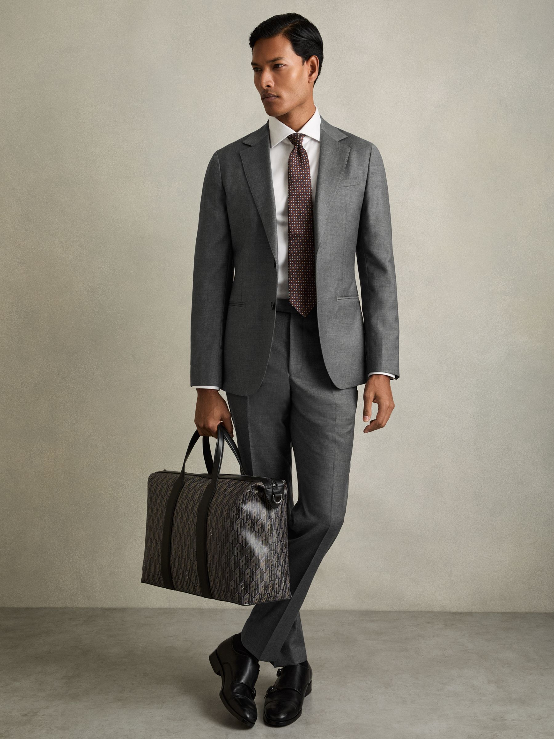 Slim-Fit Single Breasted Wool Suit Jacket in Grey - Image 5 of 11