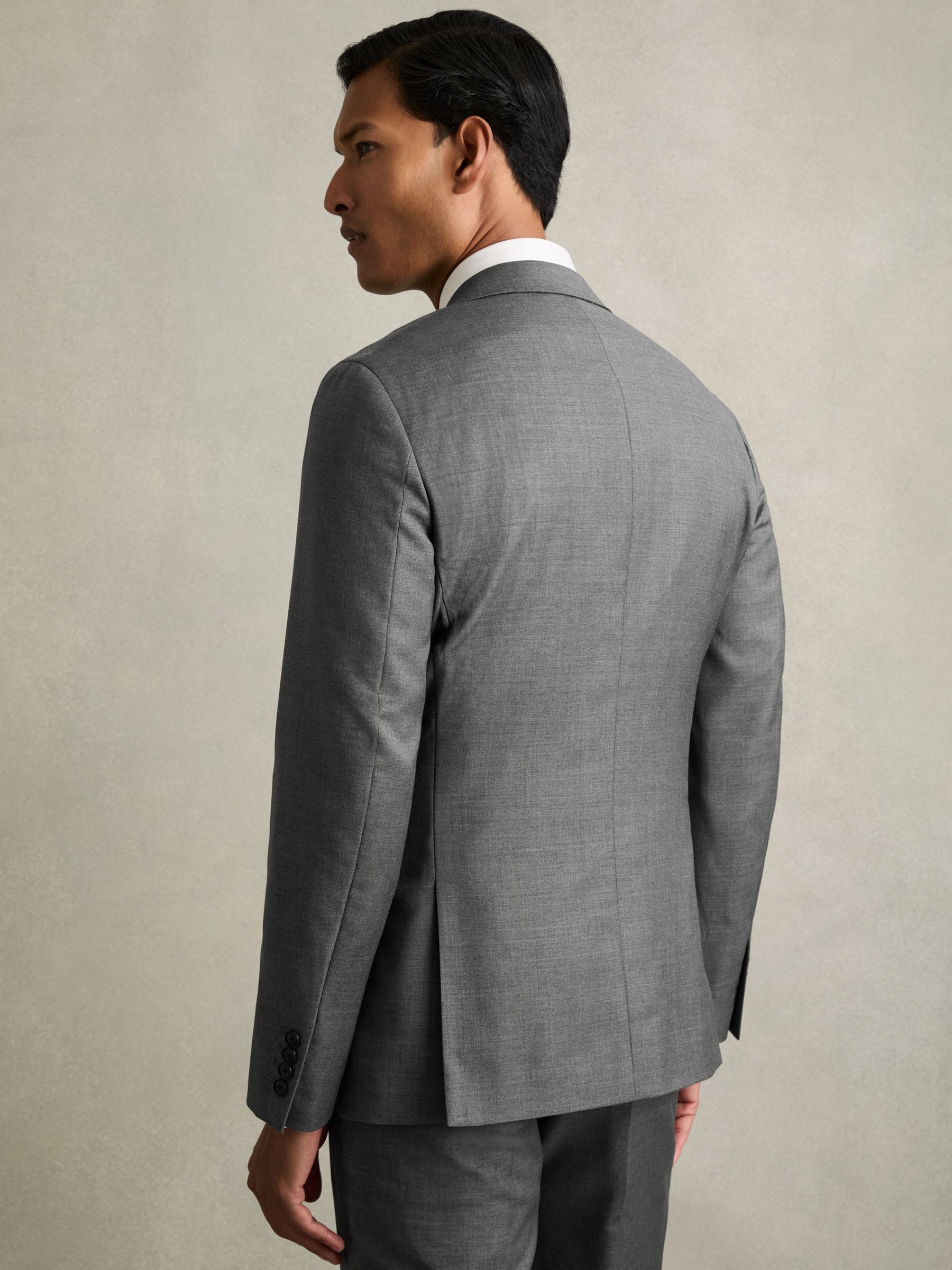 Slim-Fit Single Breasted Wool Suit Jacket in Grey - Image 6 of 11