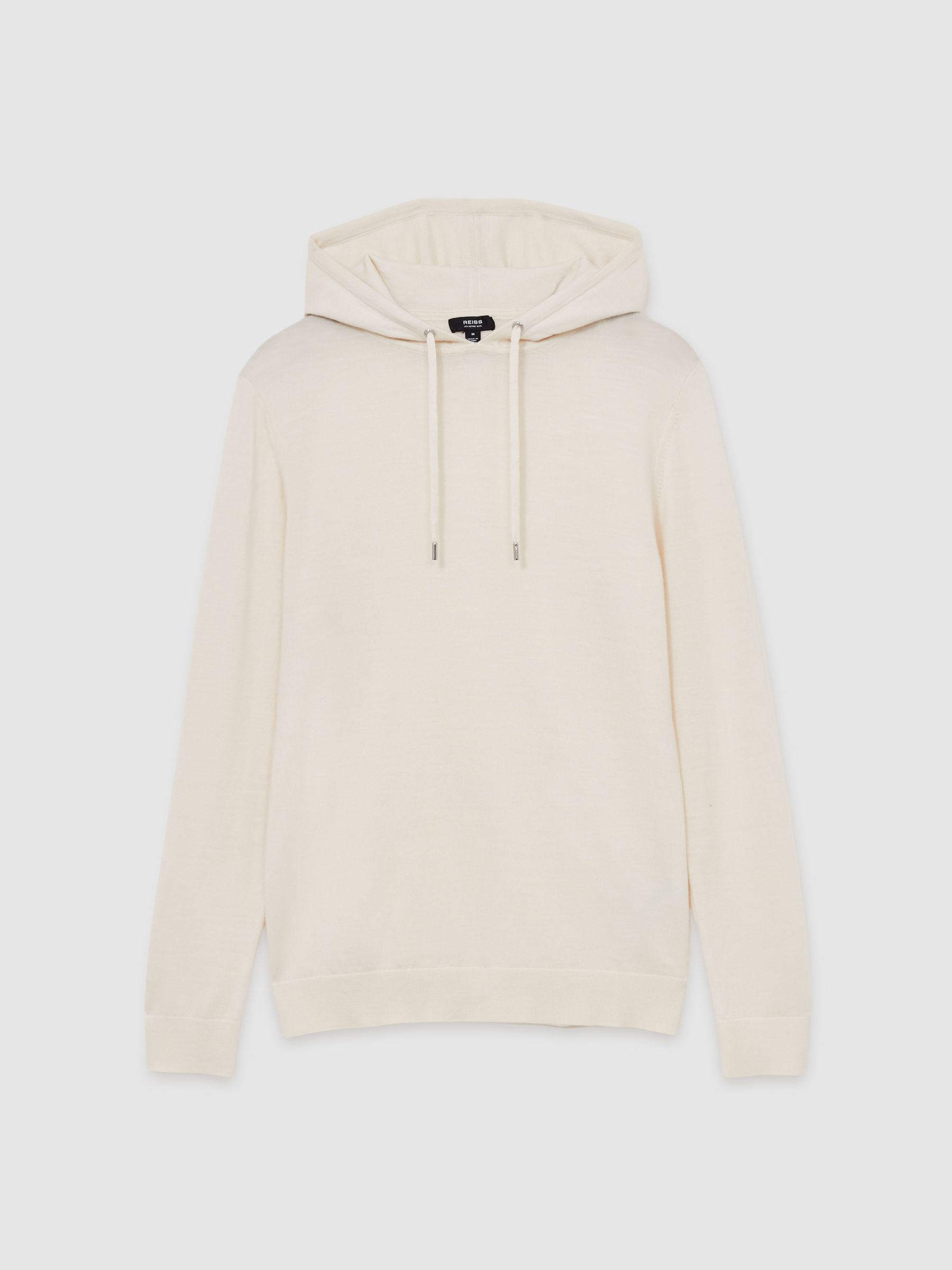 Merino Wool Drawstring Hoodie in Snow White - Image 2 of 6