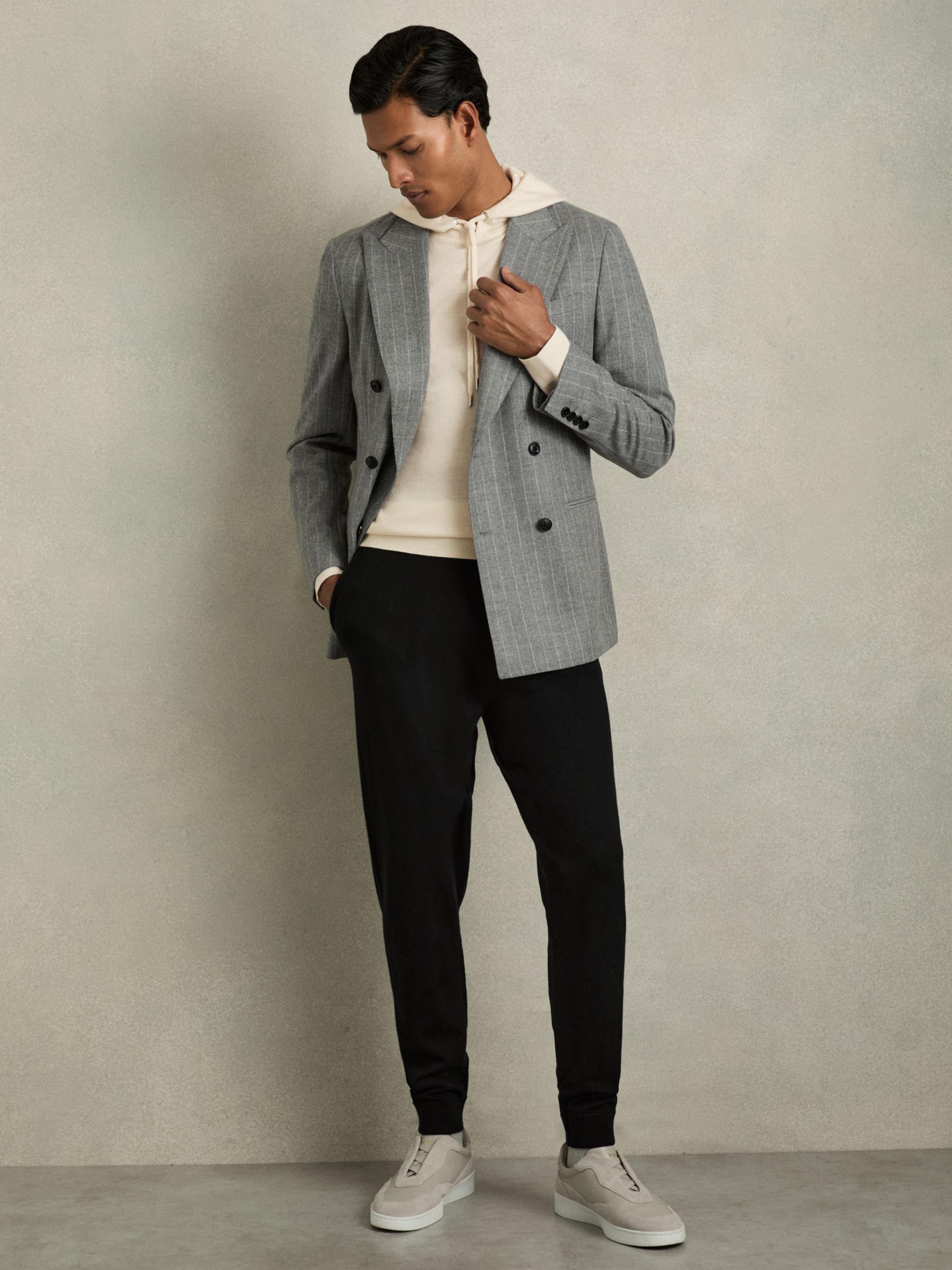 Merino Wool Drawstring Hoodie in Snow White - Image 5 of 6
