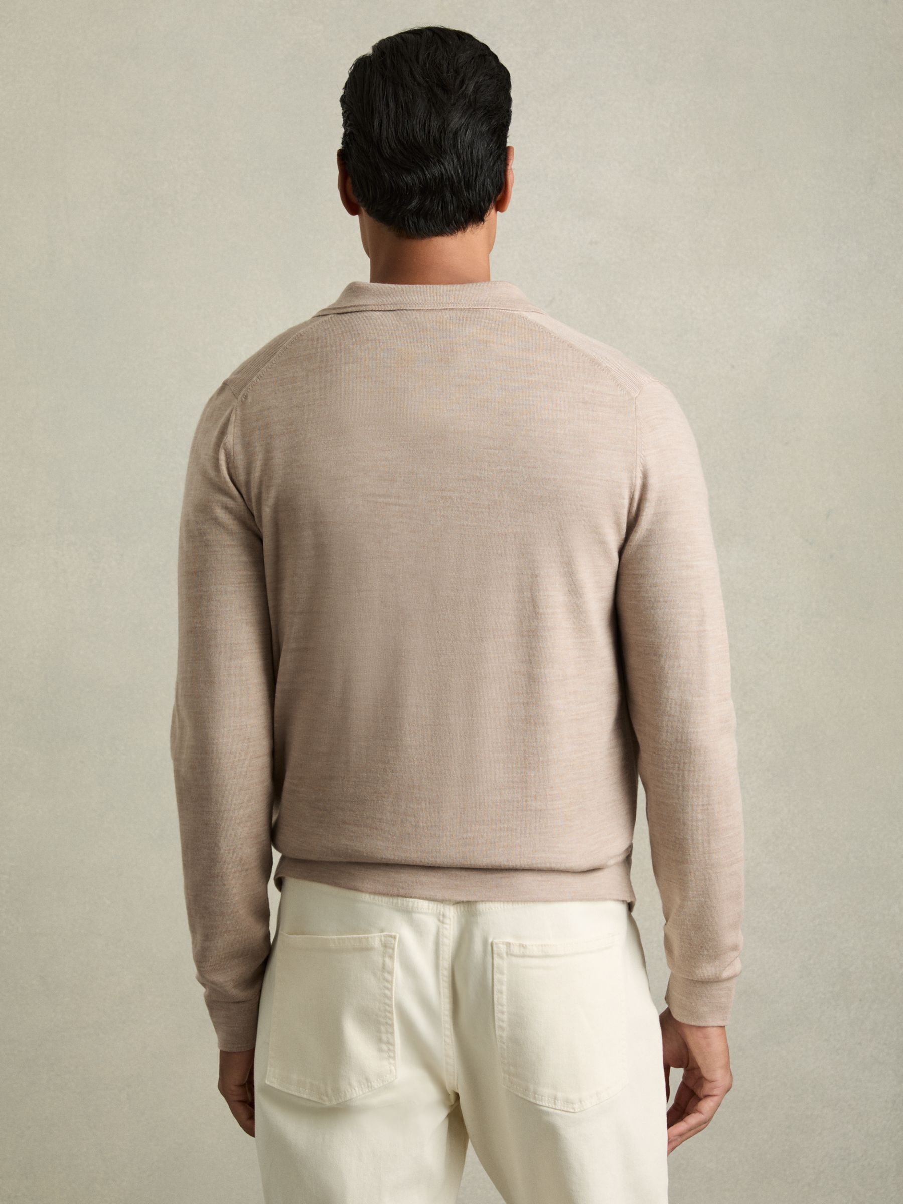 Merino Wool Button-Through Cardigan in Wheat Melange - Image 5 of 7