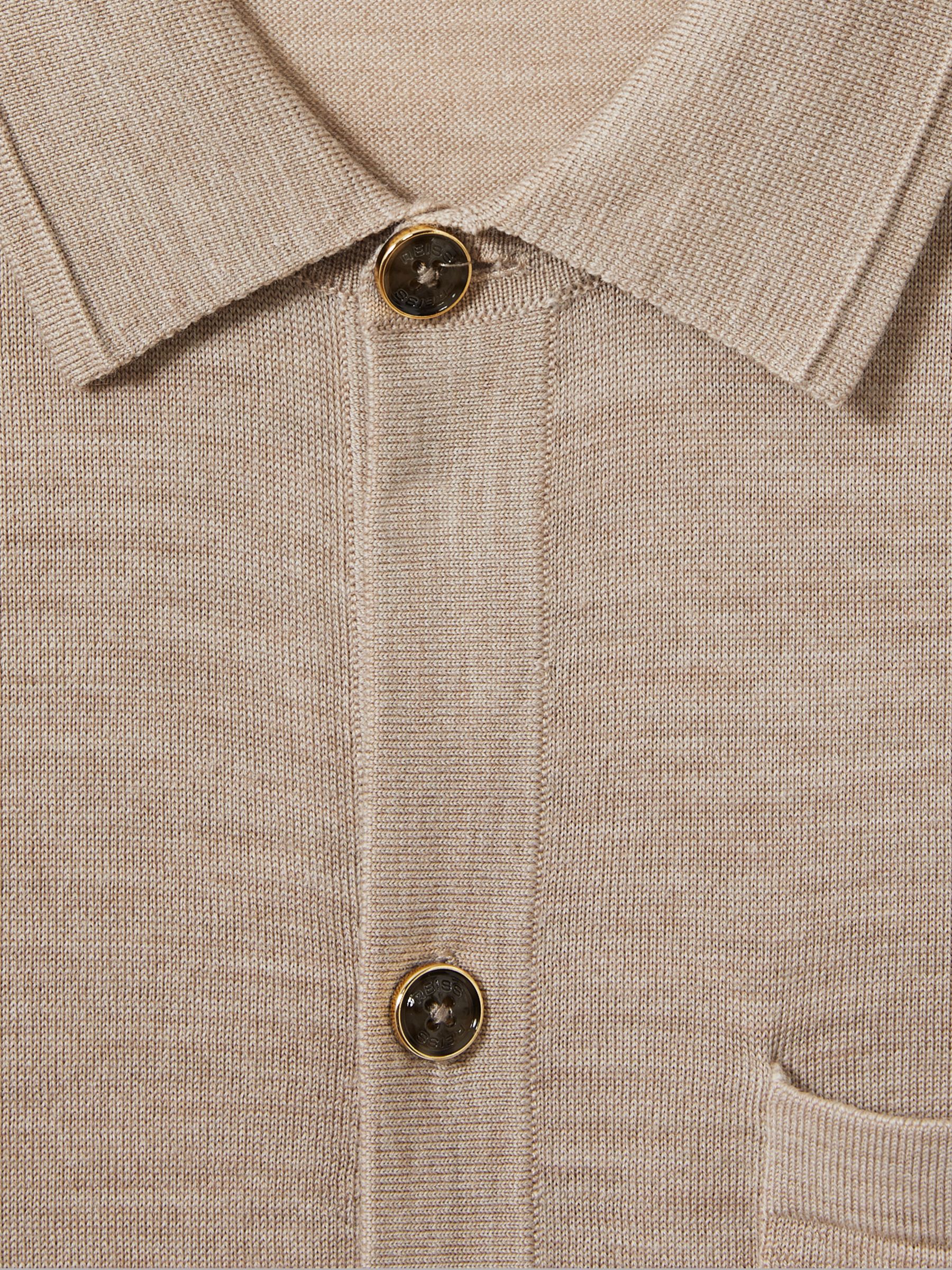 Merino Wool Button-Through Cardigan in Wheat Melange - Image 7 of 7