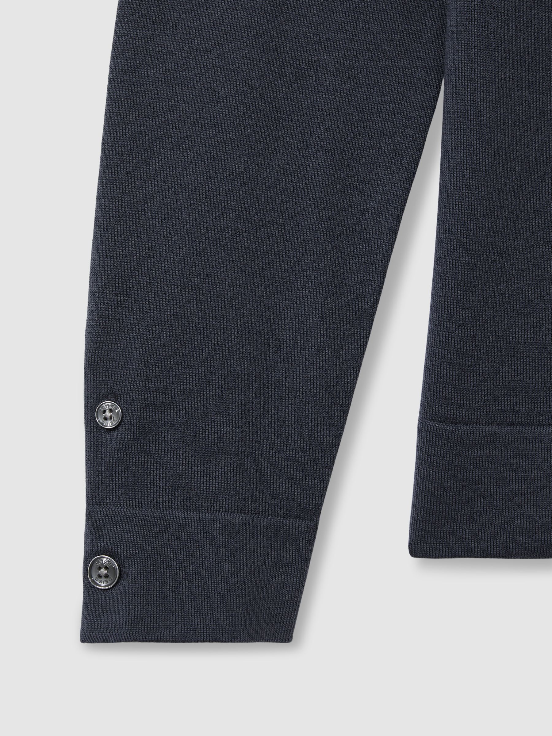 Merino Wool Button-Through Cardigan in Blackened Blue - Image 6 of 6