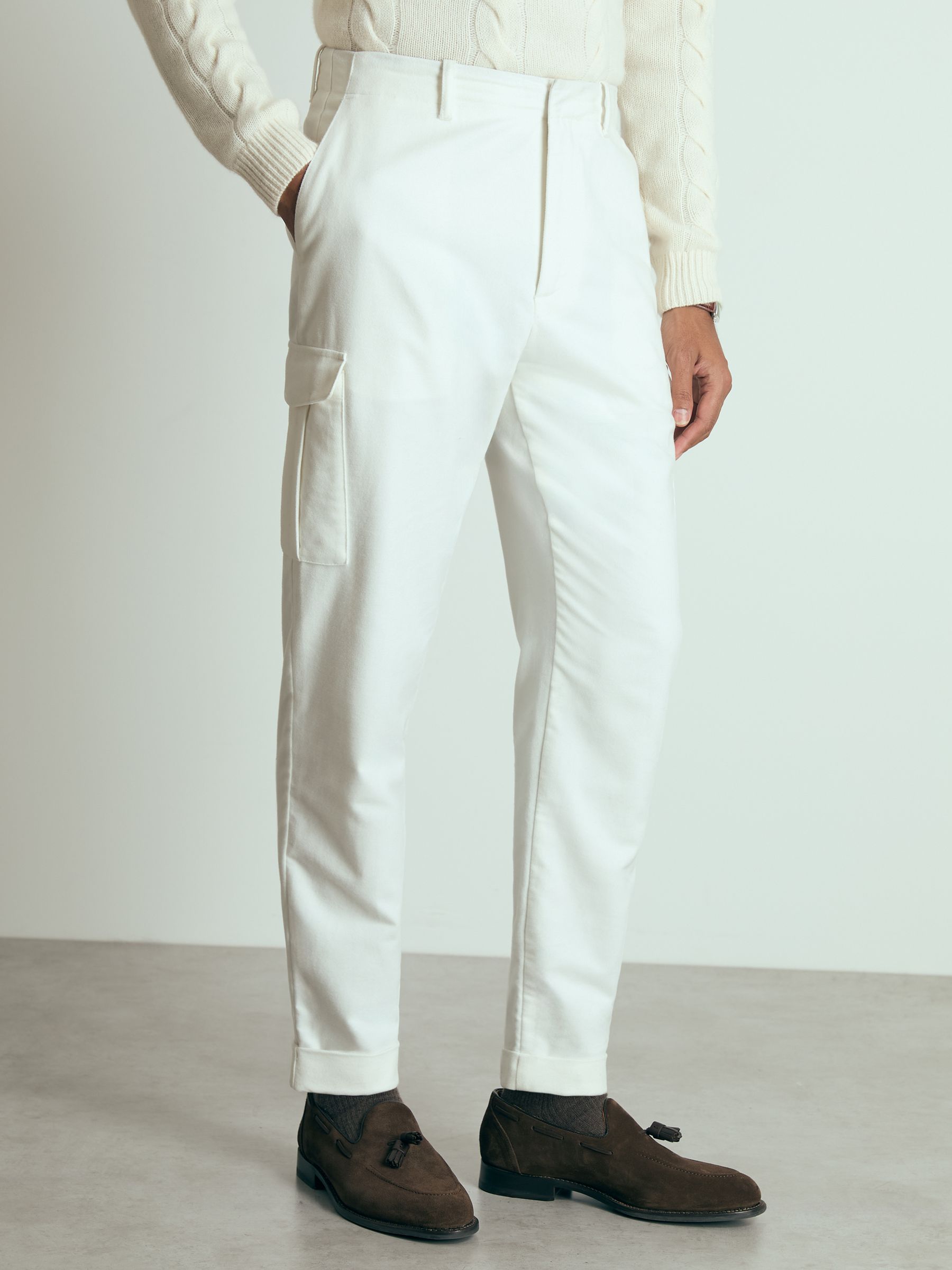 Atelier Cotton-Moleskin Cargo Trousers in White - Image 3 of 6