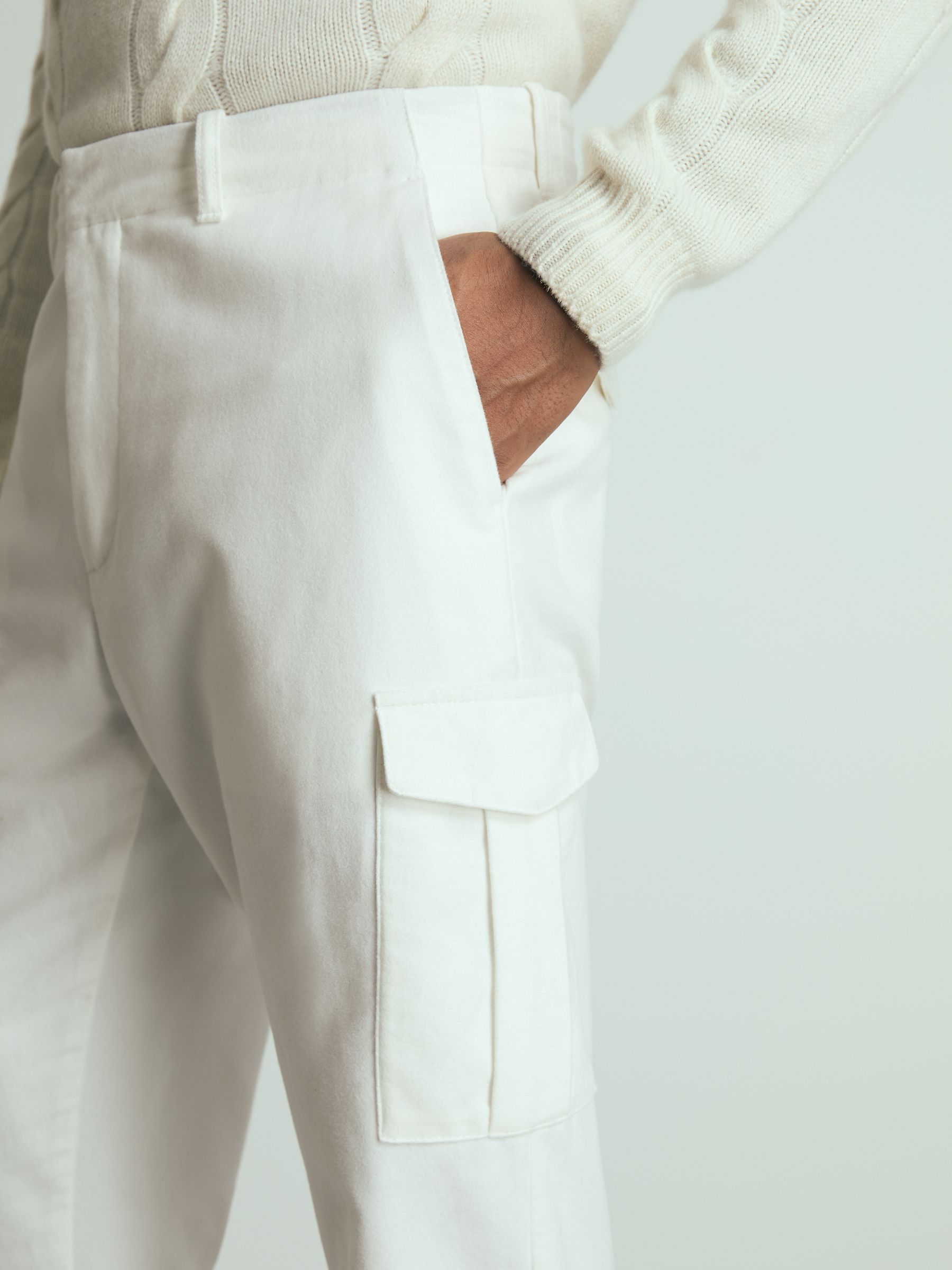Atelier Cotton-Moleskin Cargo Trousers in White - Image 4 of 6