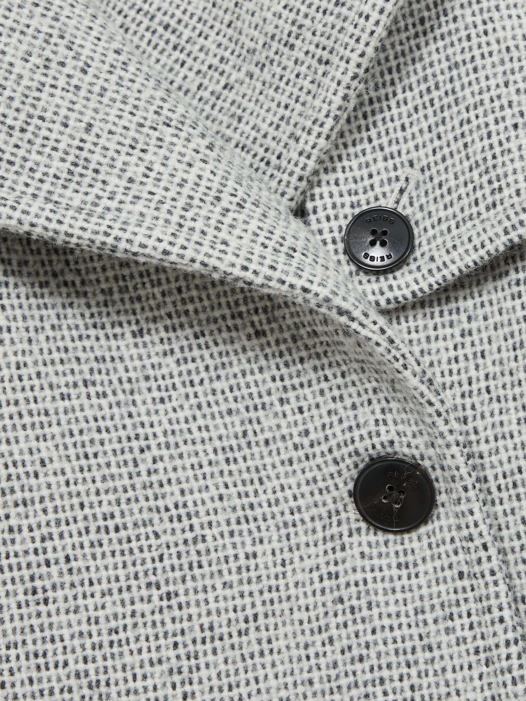 Petite Wool-Blend Double-Breasted Check Trench Coat in Black/White - Image 7 of 8