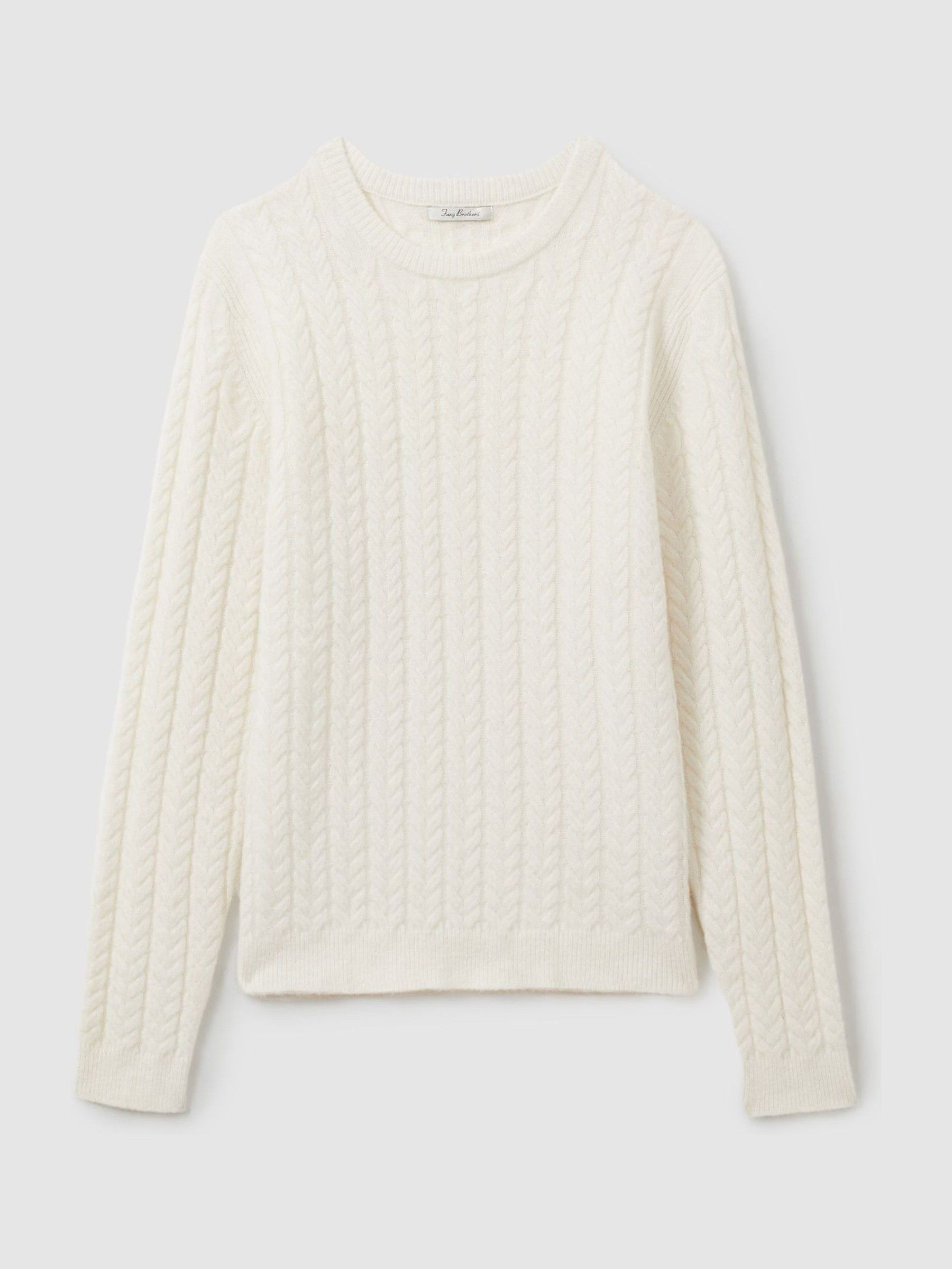 Cabled Jumper with Wool and Alpaca in White - Image 2 of 6