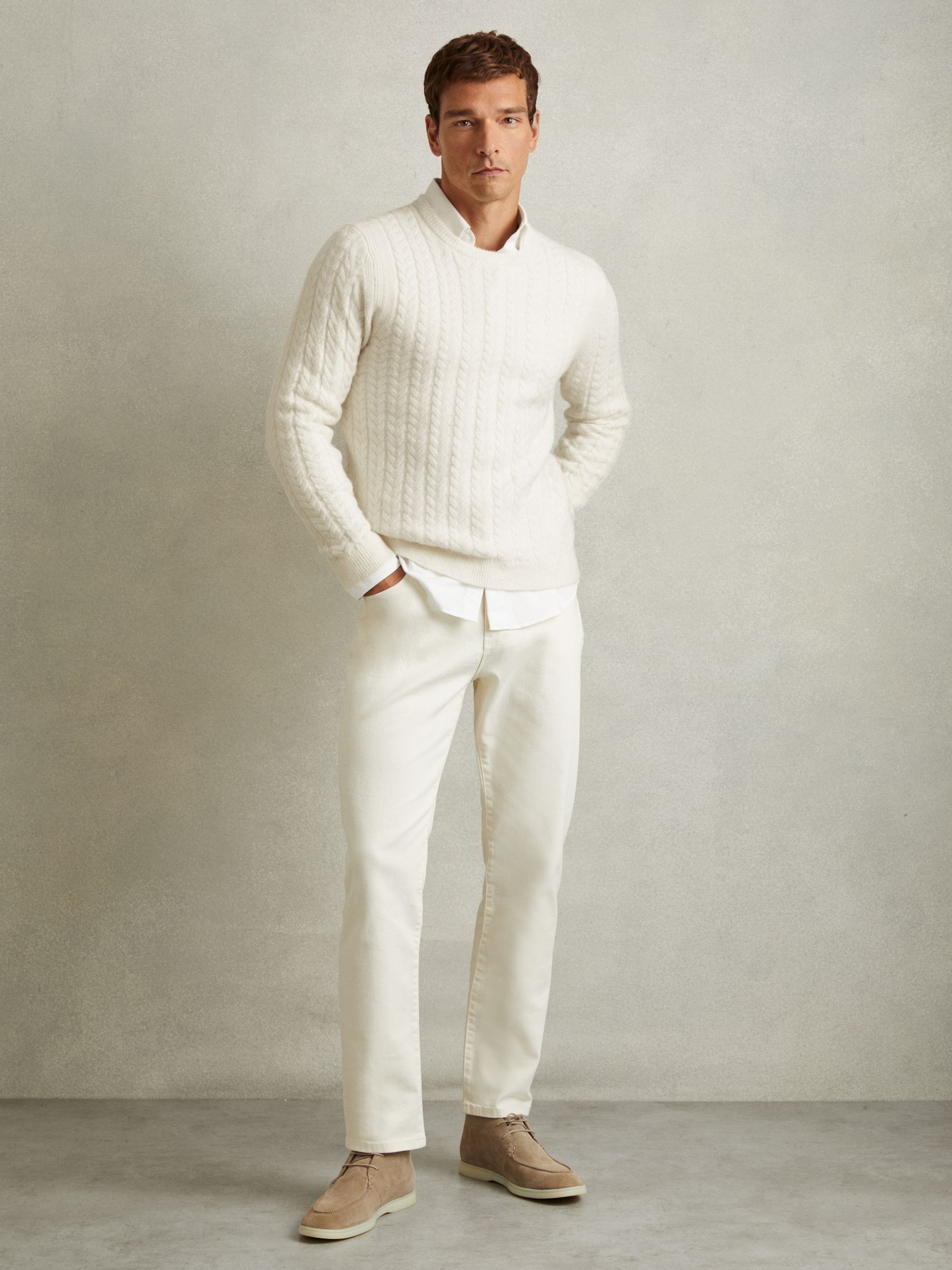Cabled Jumper with Wool and Alpaca in White - Image 3 of 6