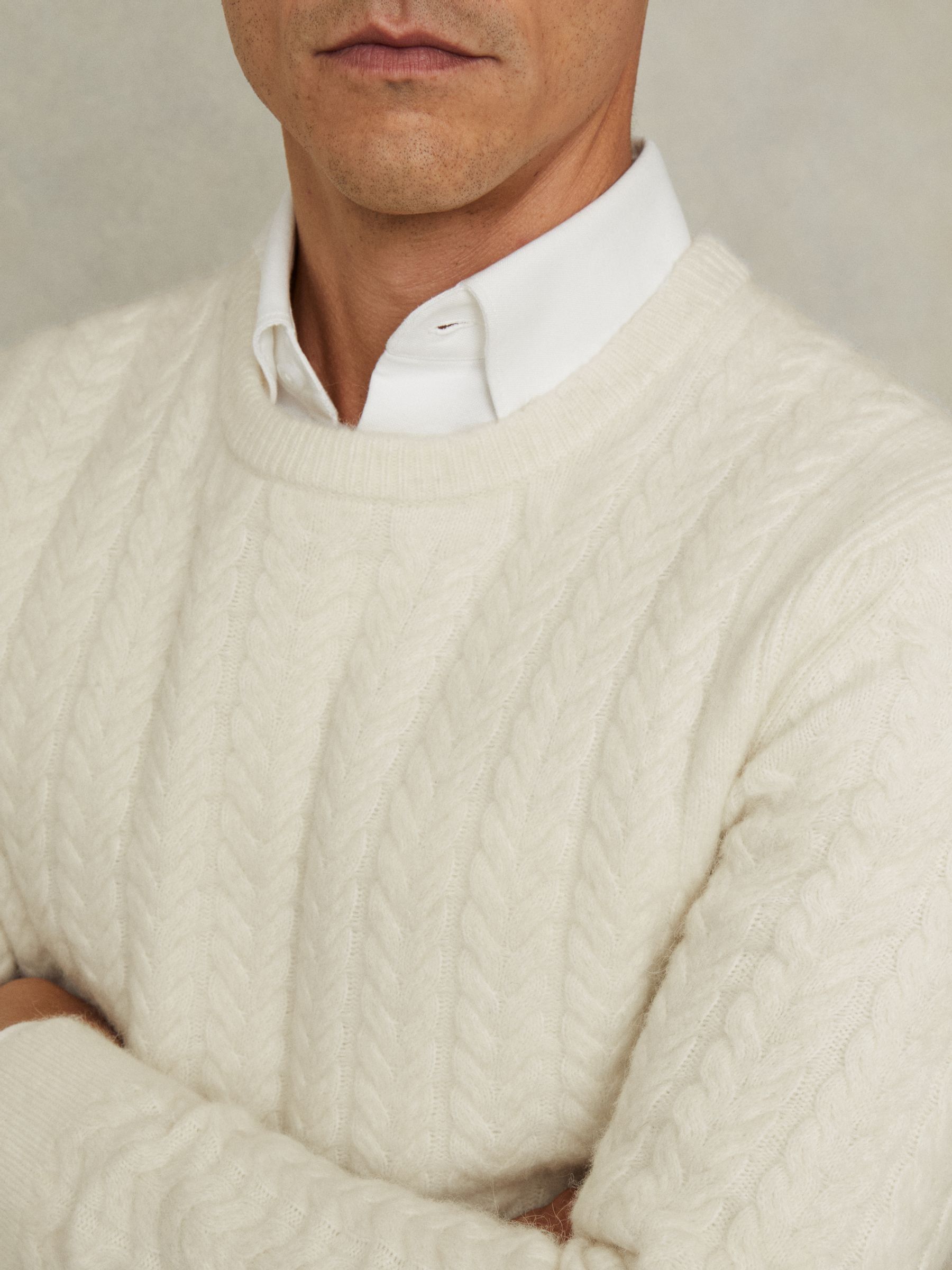 Cabled Jumper with Wool and Alpaca in White - Image 4 of 6