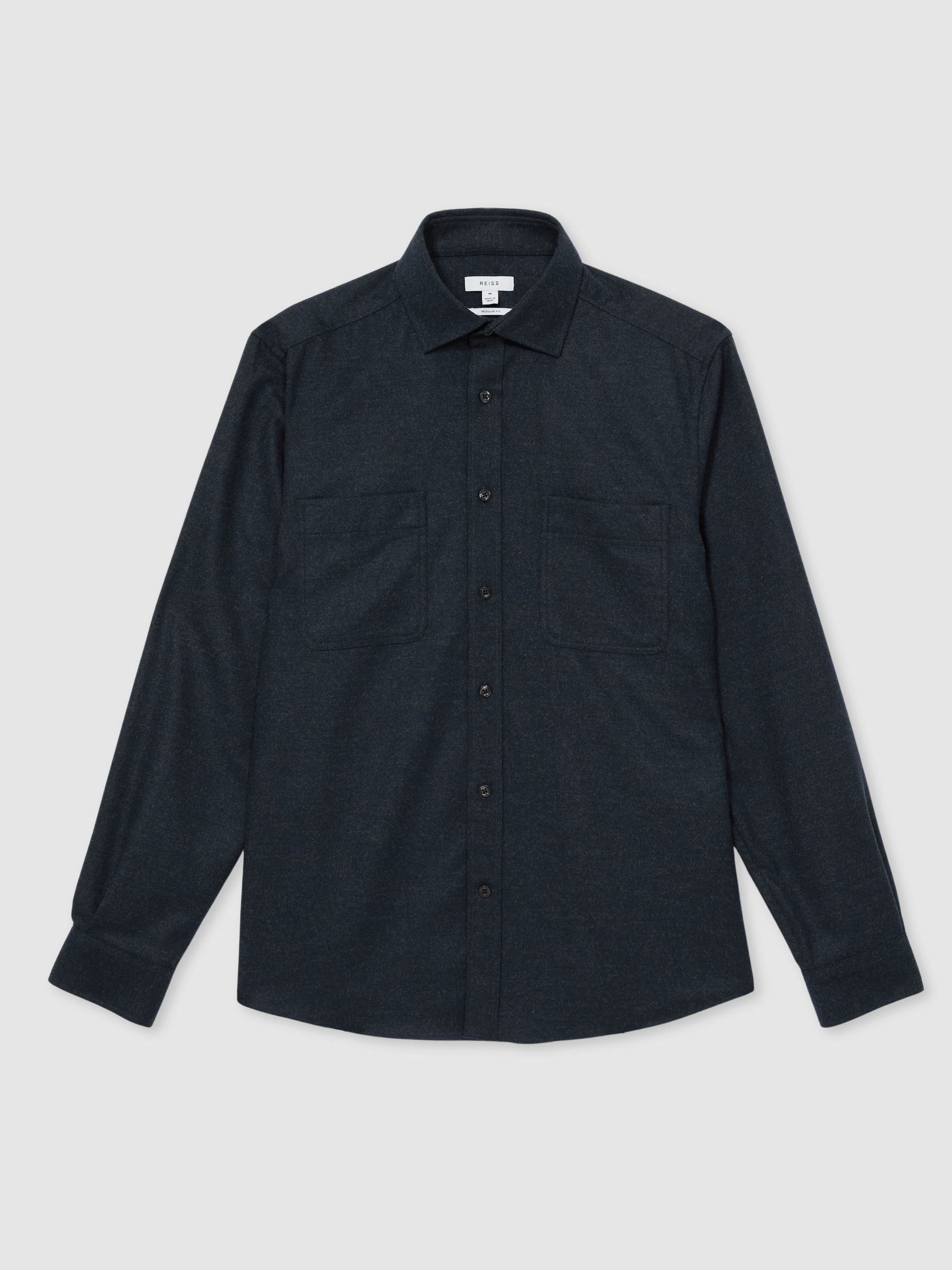 Twin-Pocket Button-Through Overshirt in Navy - Image 2 of 6