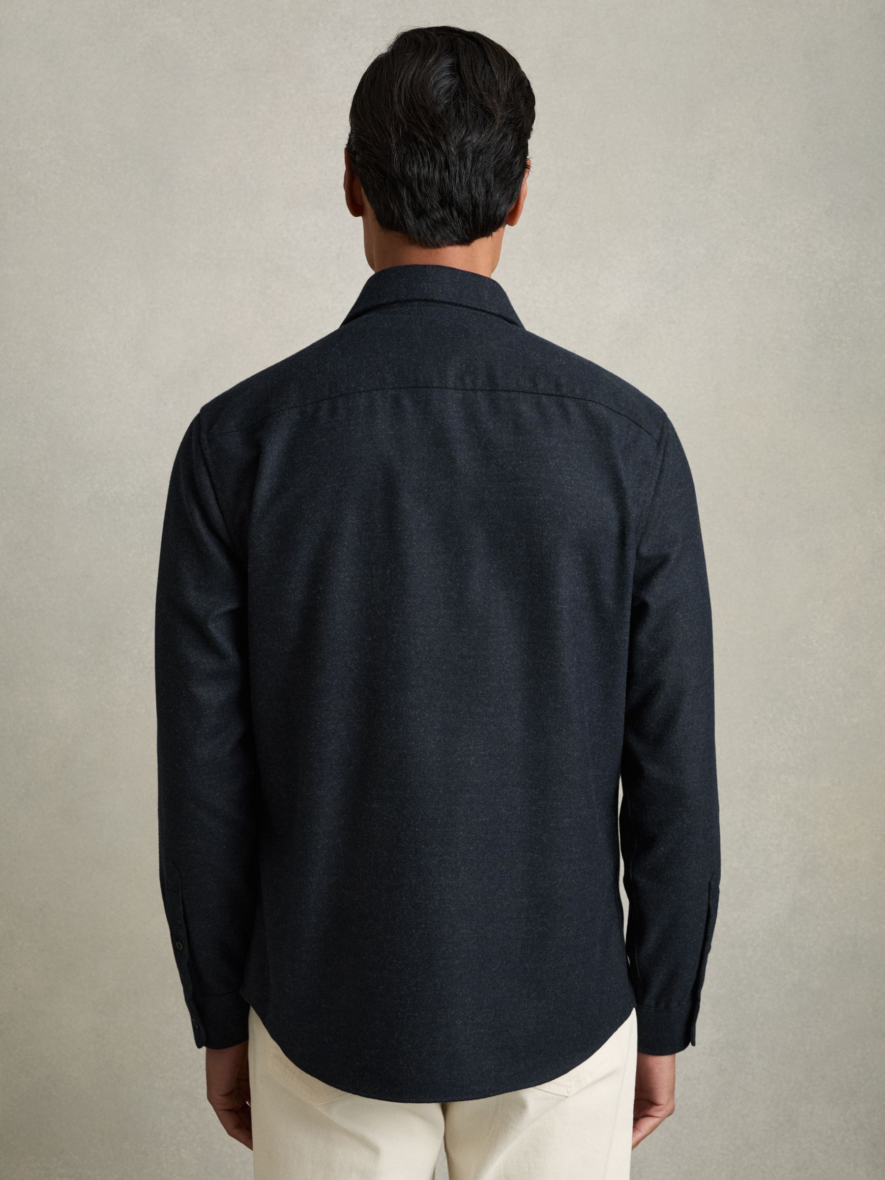 Twin-Pocket Button-Through Overshirt in Navy - Image 5 of 6