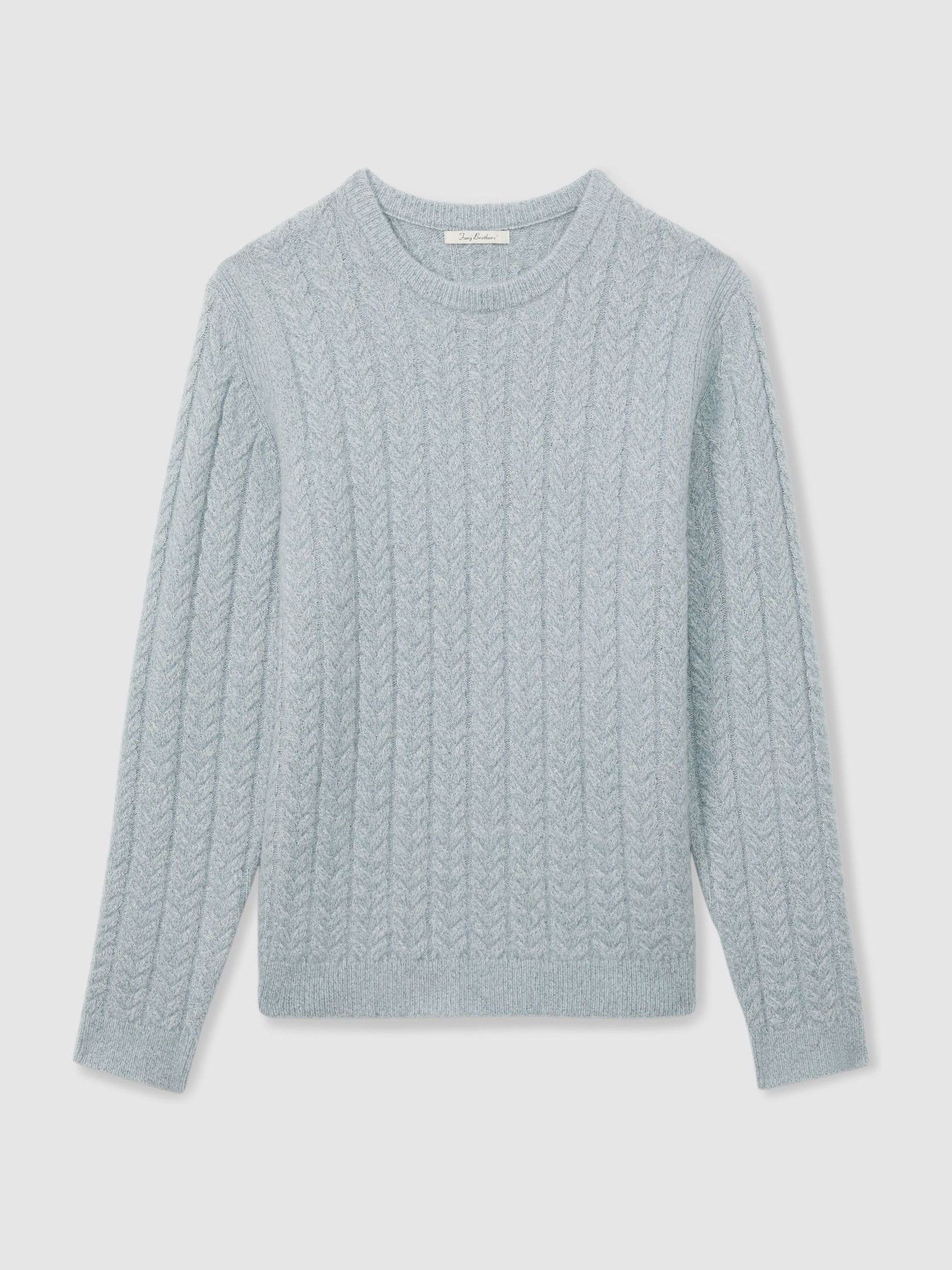 Cabled Jumper with Wool and Alpaca in Soft Blue - Image 2 of 6