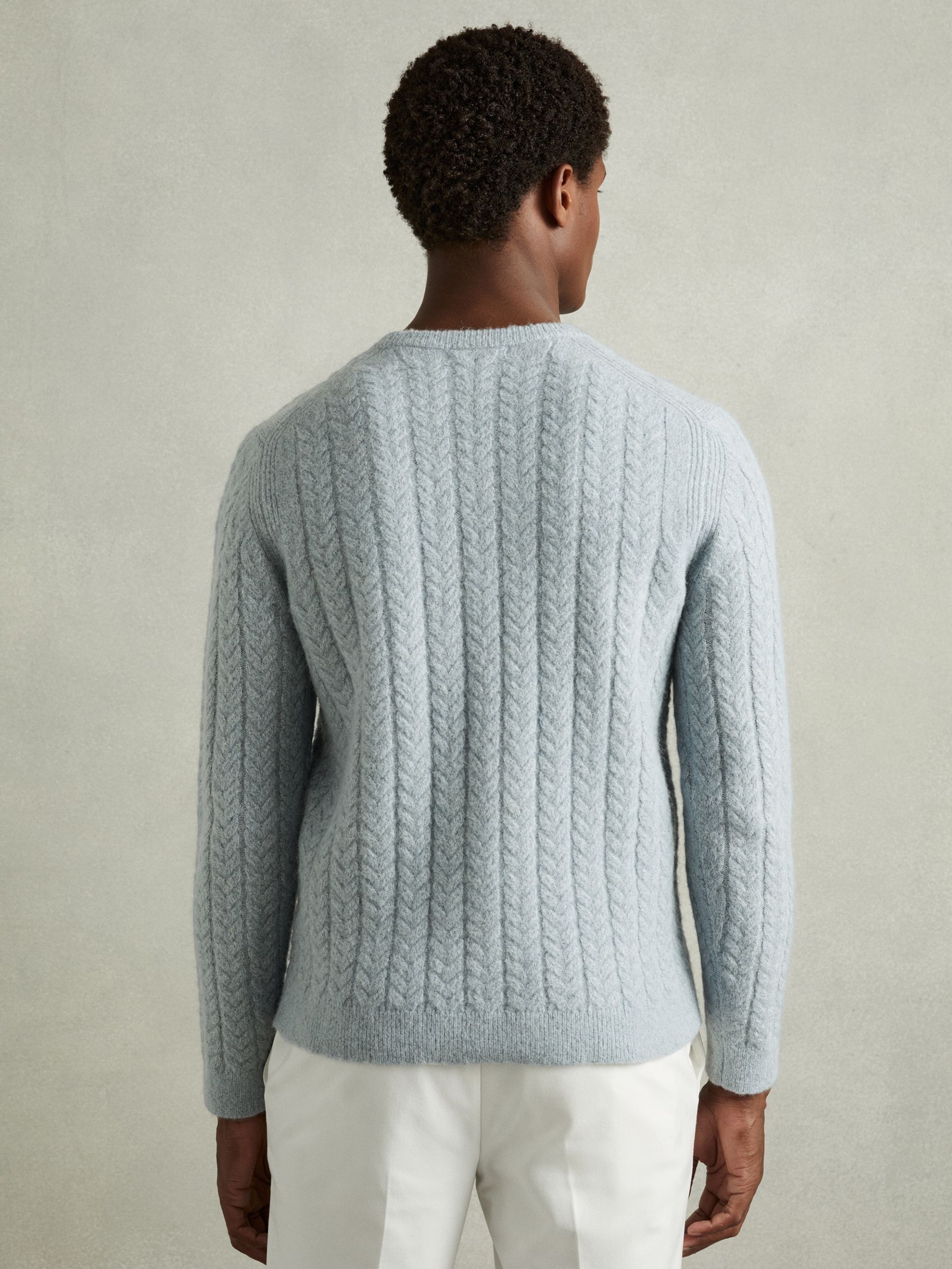 Cabled Jumper with Wool and Alpaca in Soft Blue - Image 5 of 6