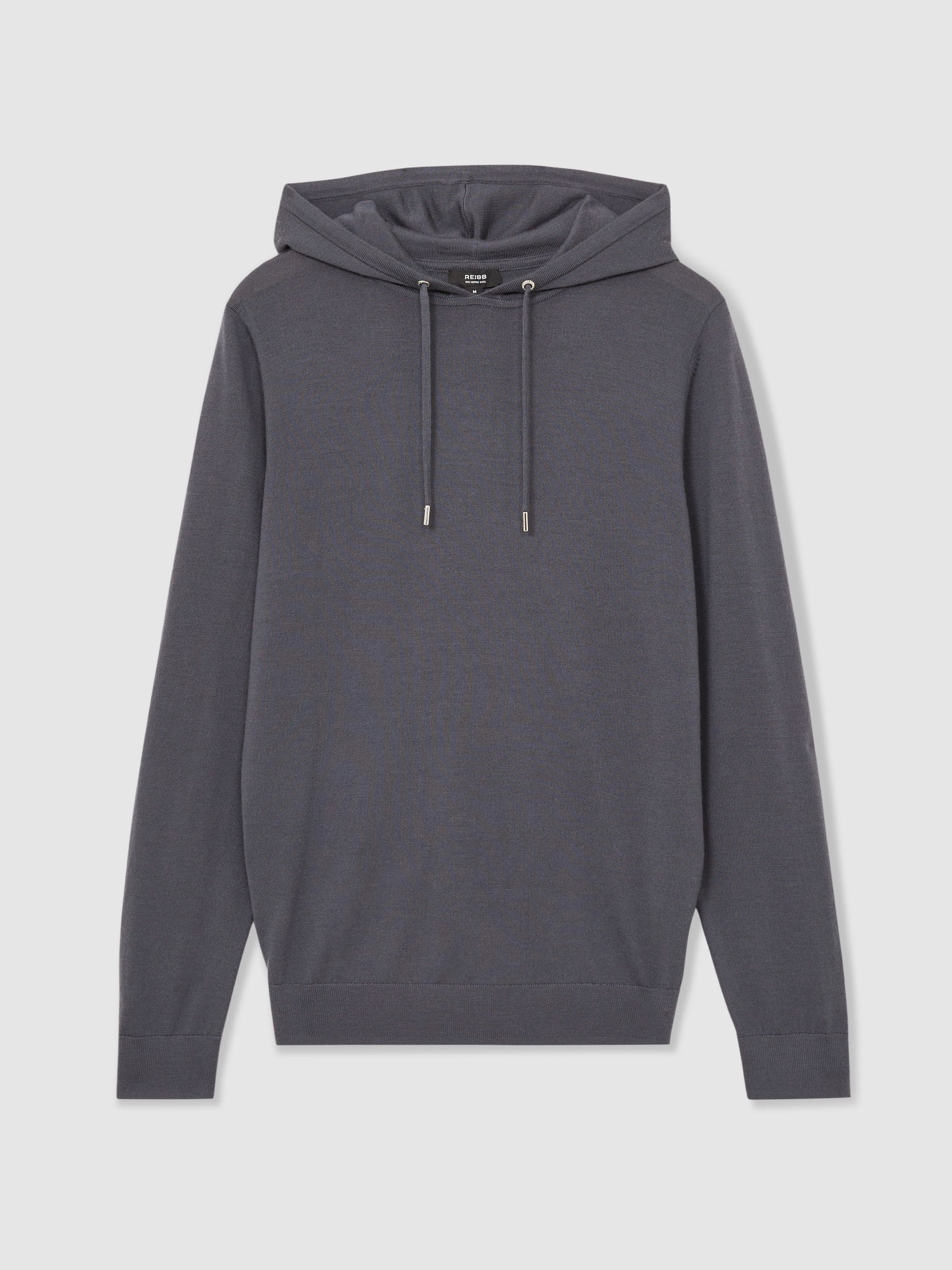 Merino Wool Drawstring Hoodie in Blackend Blue - Image 2 of 6