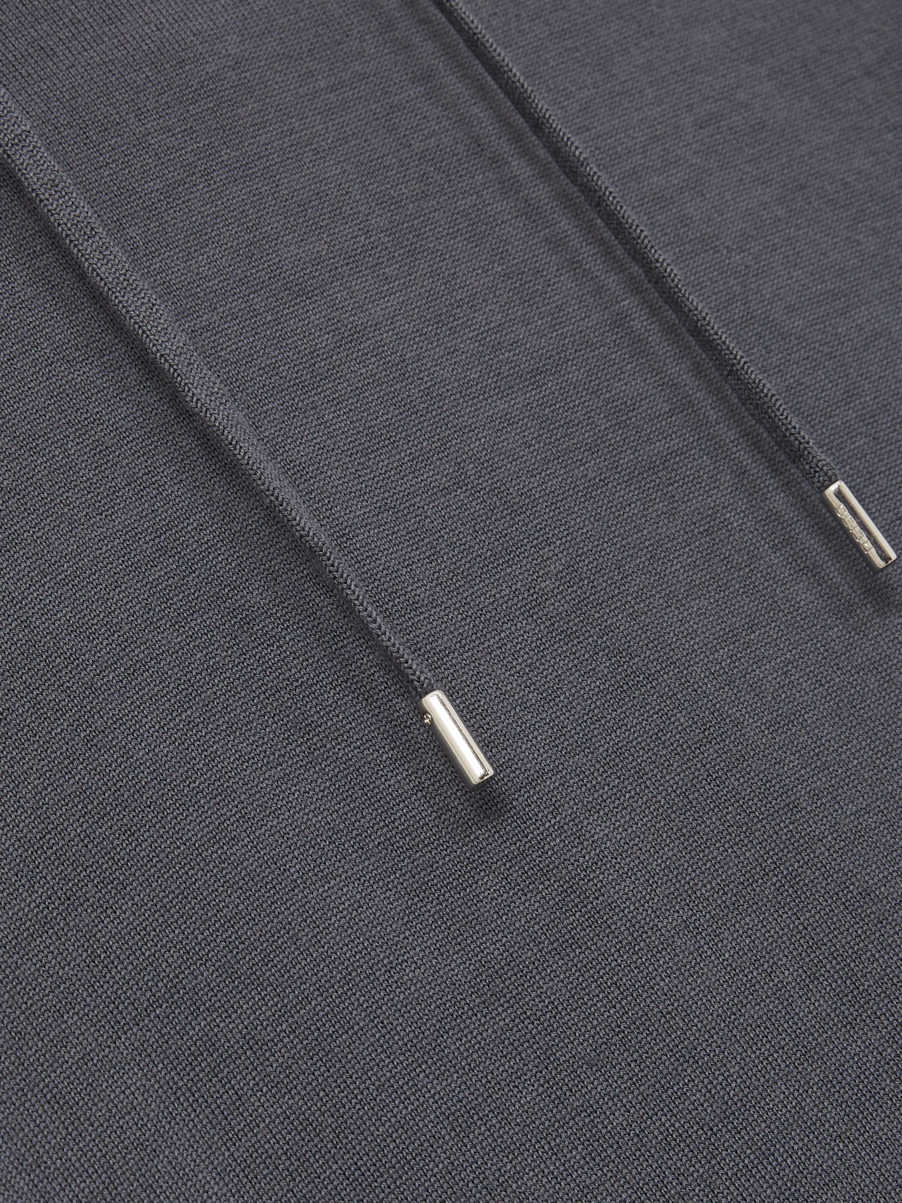 Merino Wool Drawstring Hoodie in Blackend Blue - Image 6 of 6