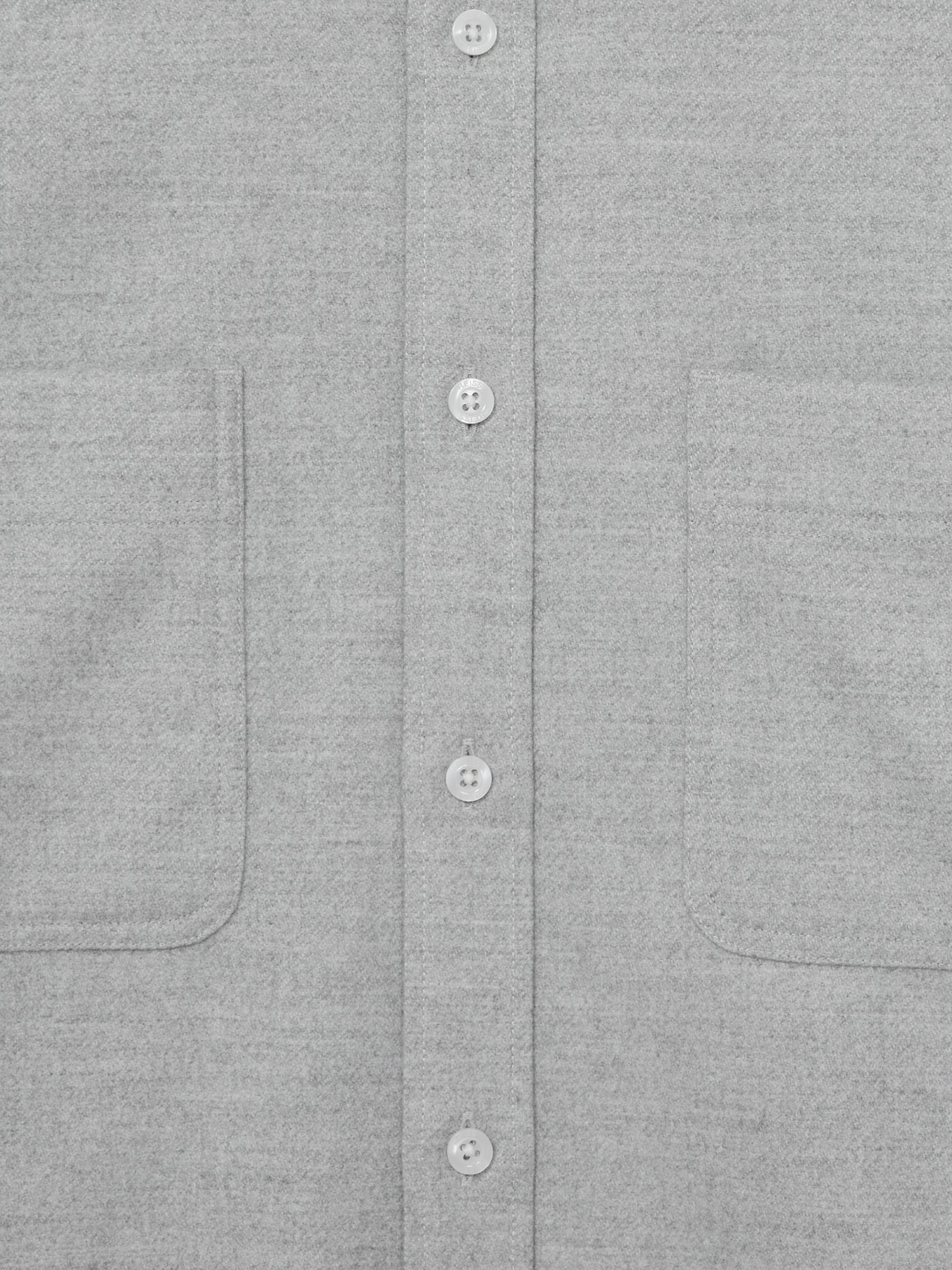 Twin-Pocket Button-Through Overshirt in Soft Grey Melange - Image 7 of 7
