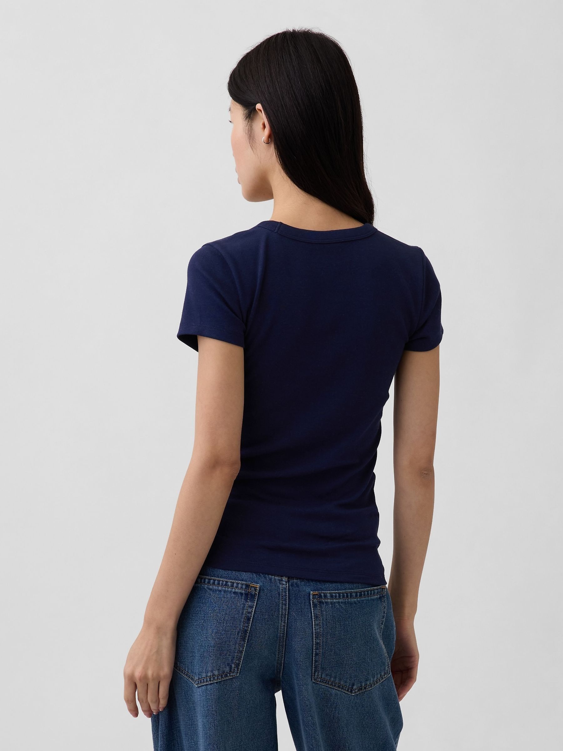 Blue Modern V-Neck Short T-Shirt - Image 2 of 4