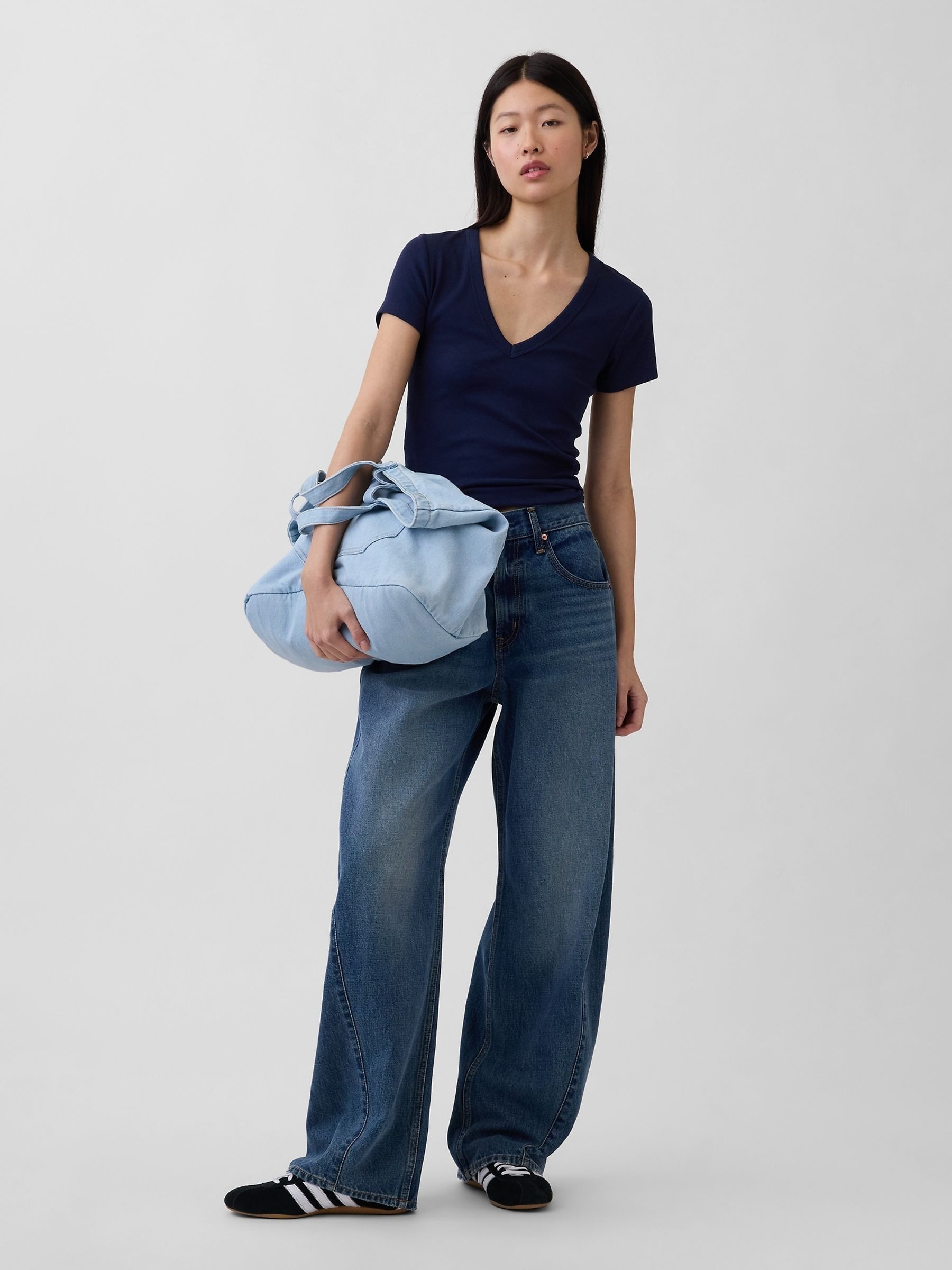 Blue Modern V-Neck Short T-Shirt - Image 3 of 4