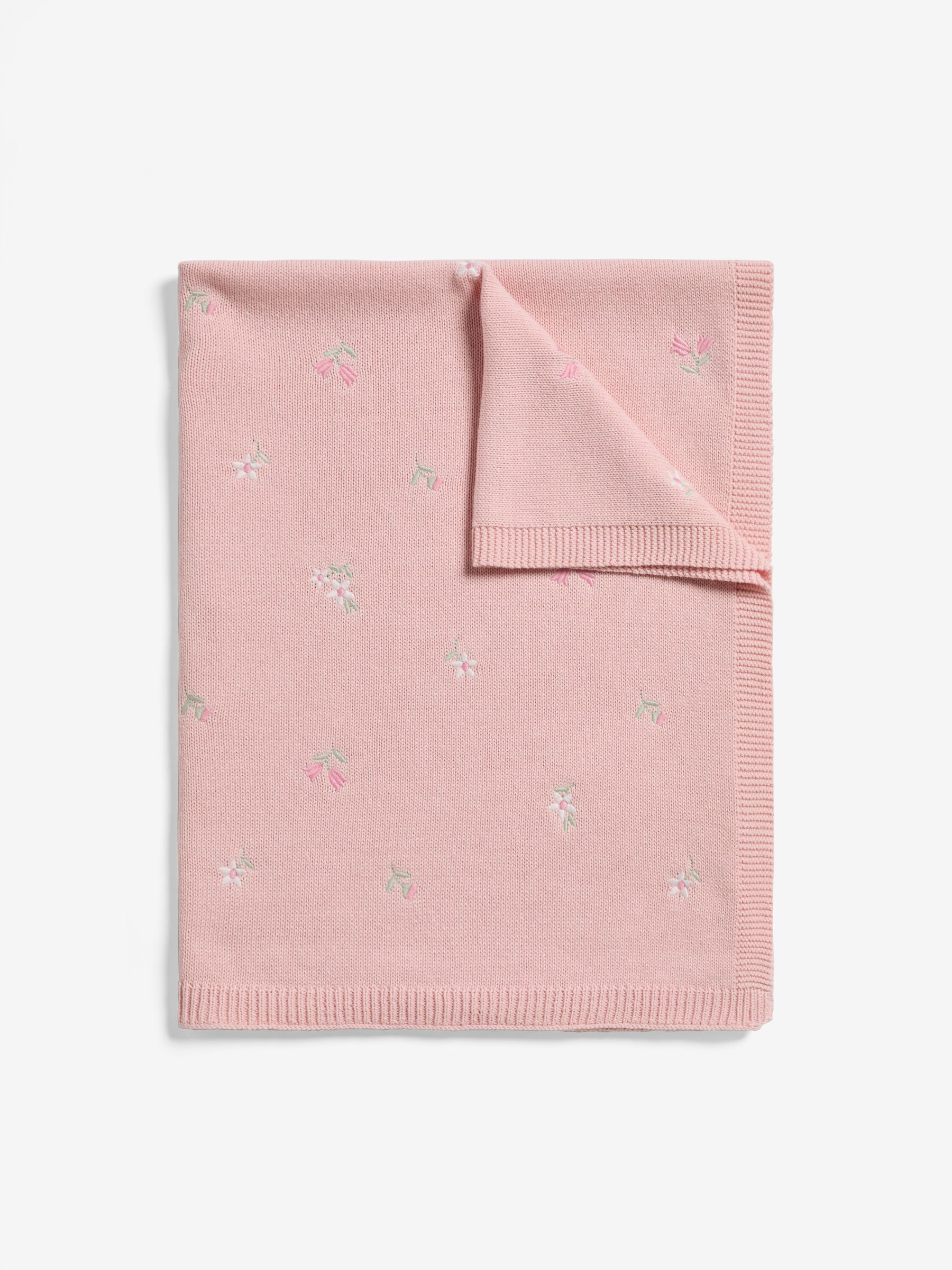 Pink Embroidered Flower Baby Blanket - Image 5 of 5