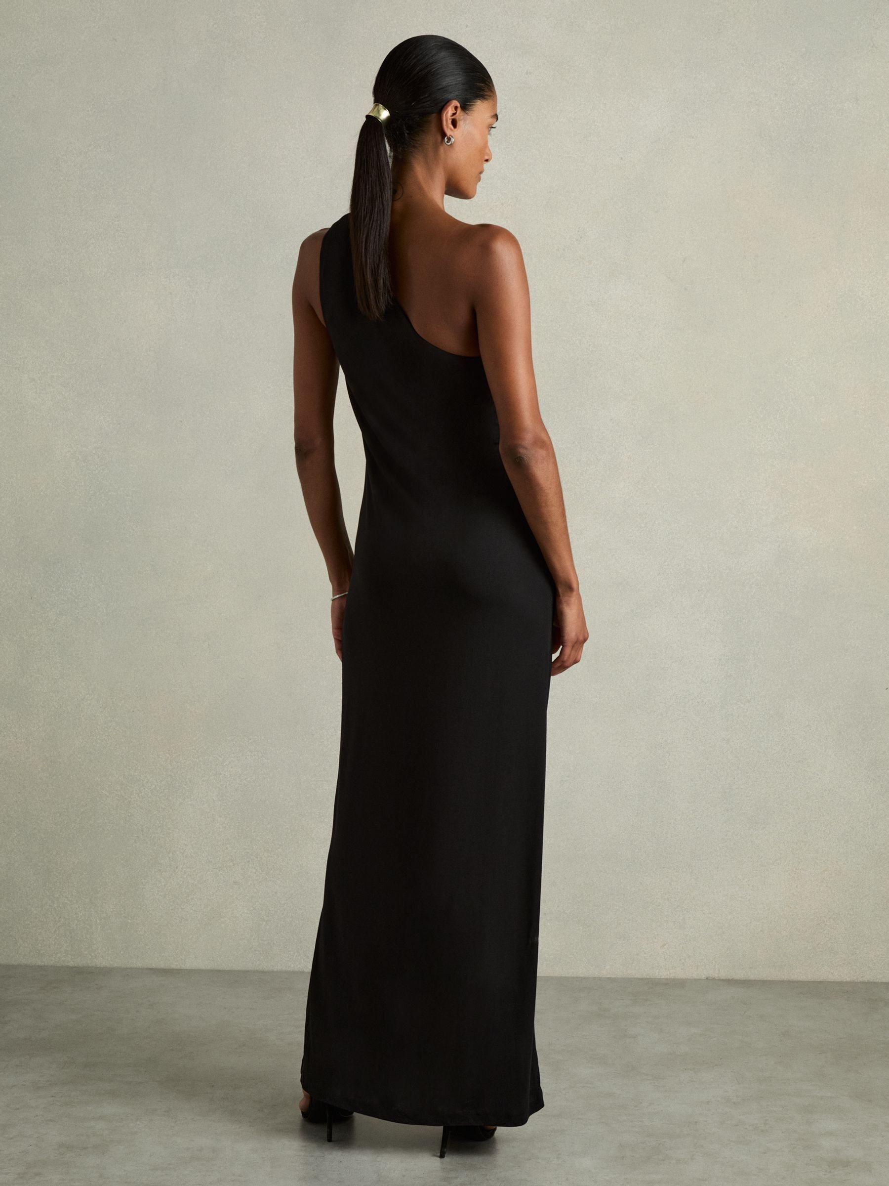 One-Shoulder Jersey Maxi Dress in Black - Image 5 of 6