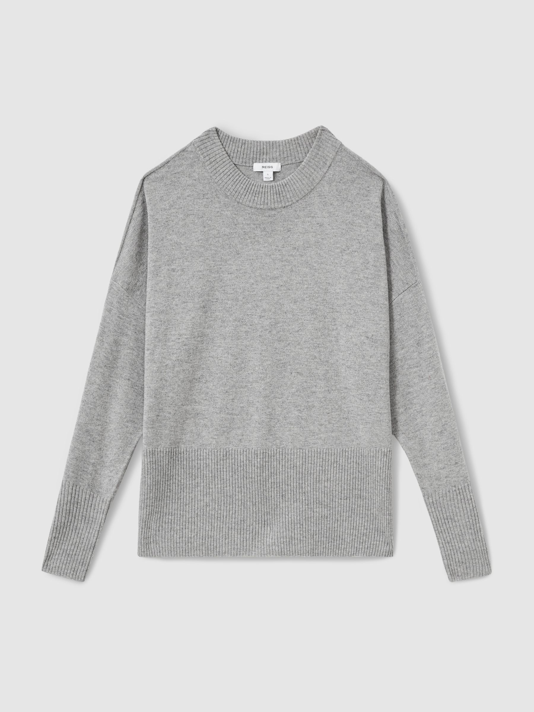 Geometric Colour-Block Jumper With Wool And Cashmere in Grey - Image 2 of 6