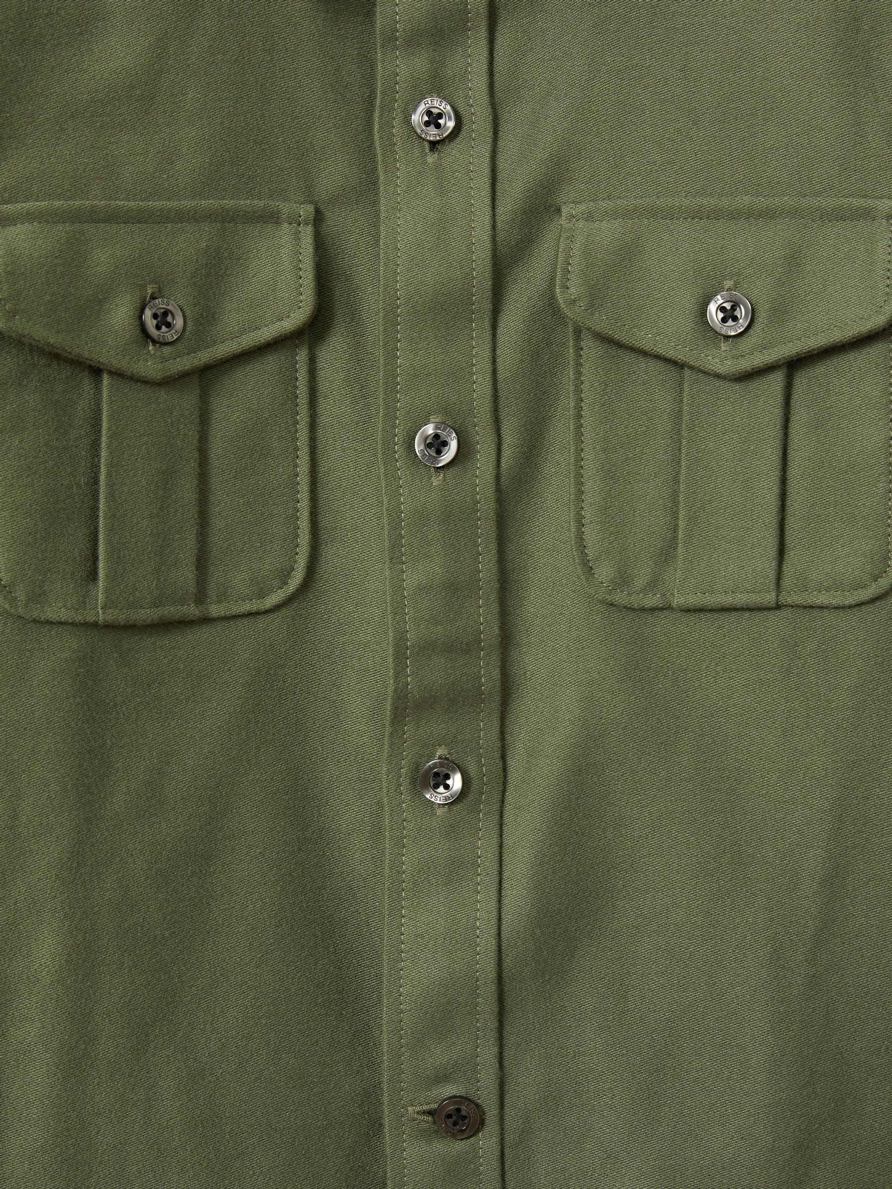 Brushed Cotton Shirt in Green - Image 4 of 4