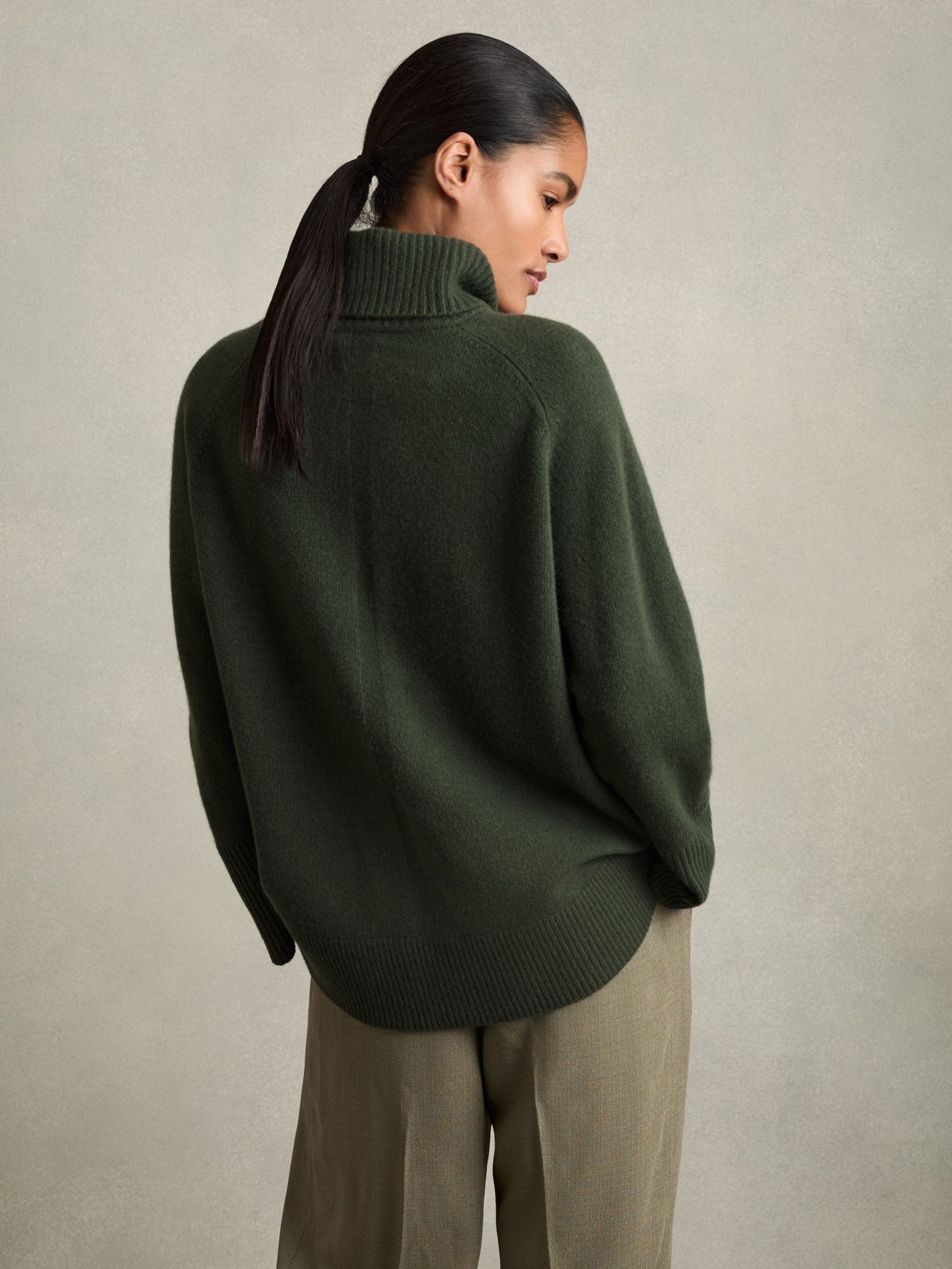 Wool Cashmere Roll Neck Jumper in Khaki - Image 5 of 7