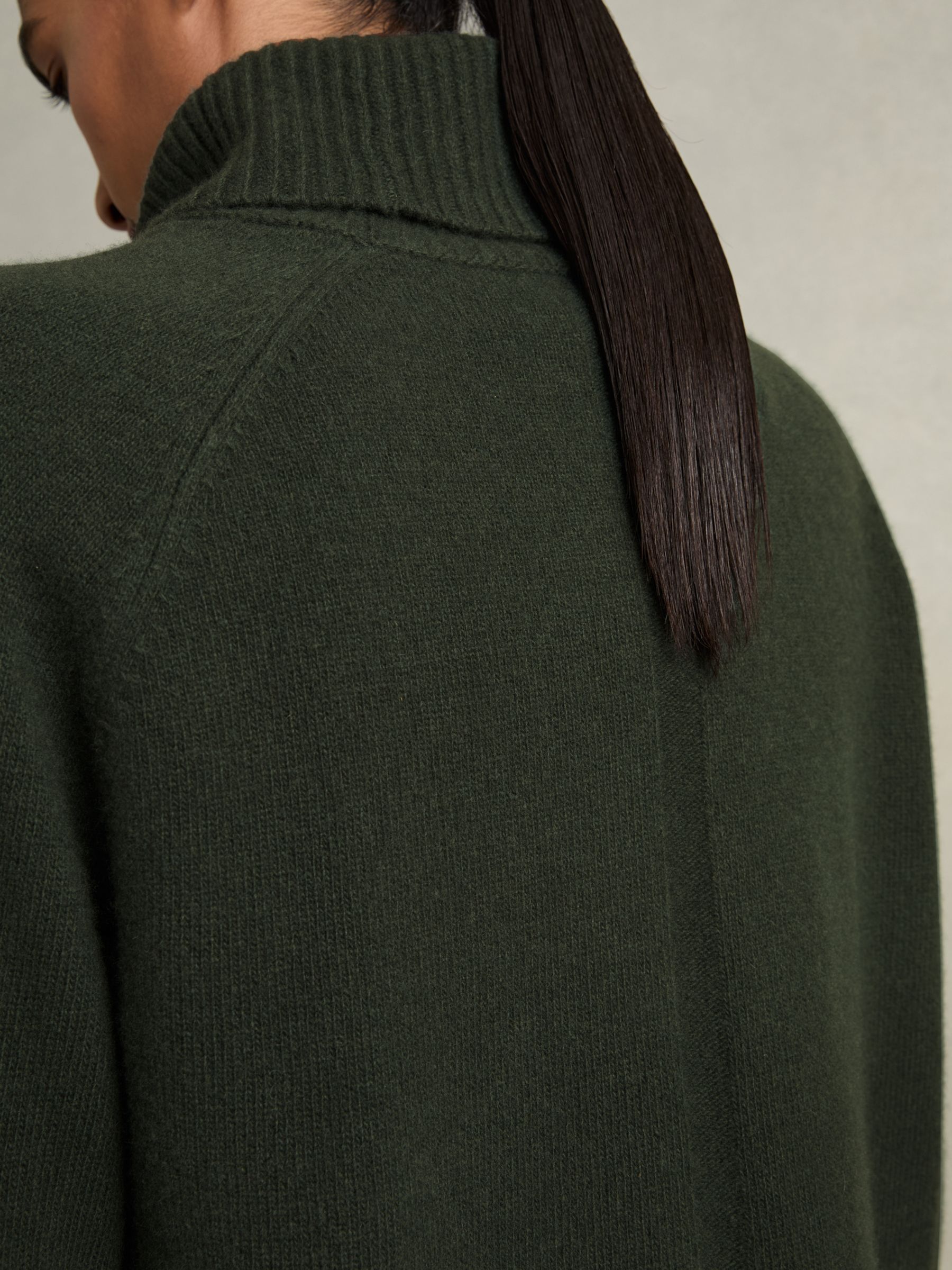 Wool Cashmere Roll Neck Jumper in Khaki - Image 6 of 7