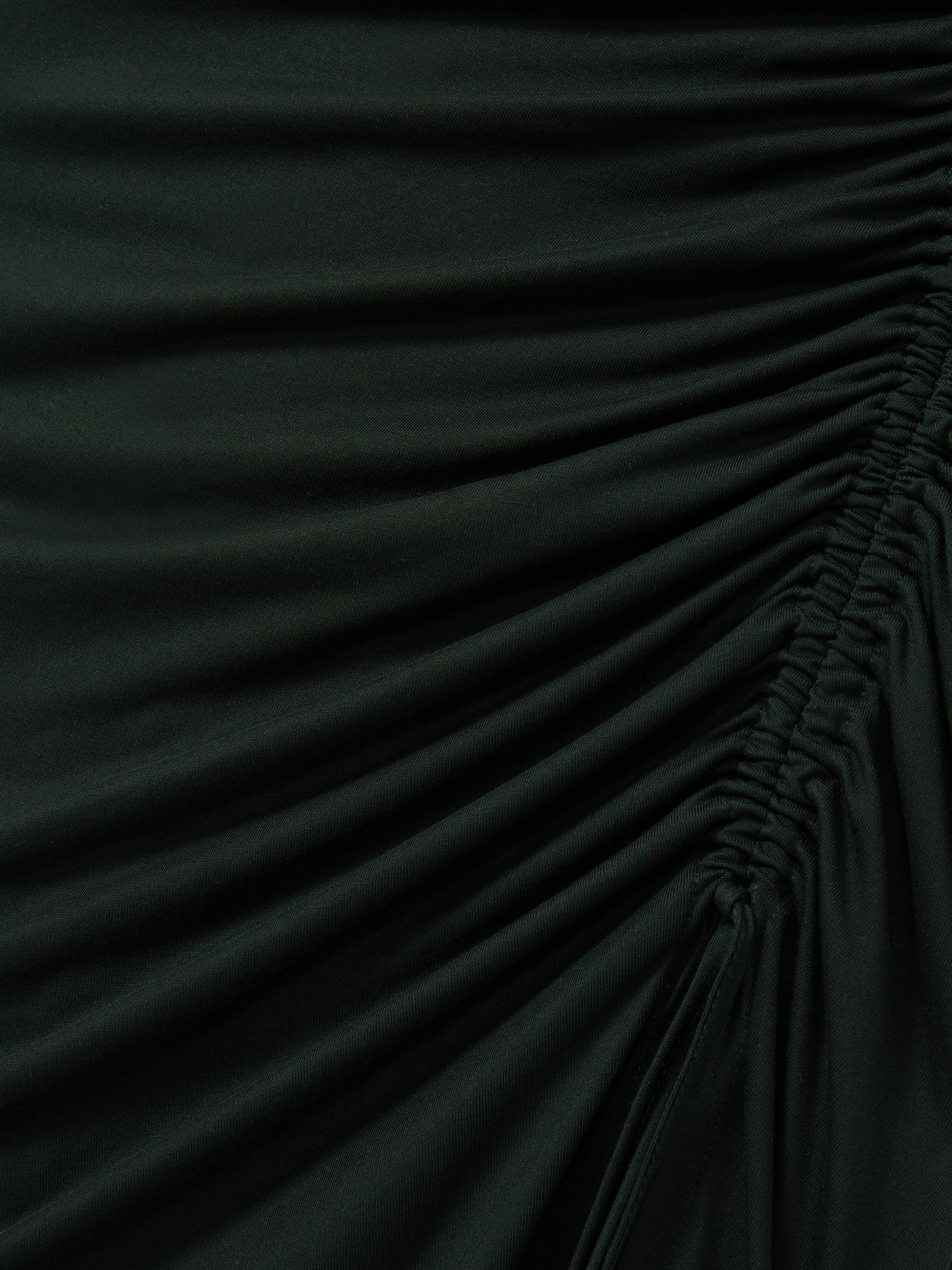 Petite Jersey Ruched Midi Dress in Dark Green - Image 7 of 8