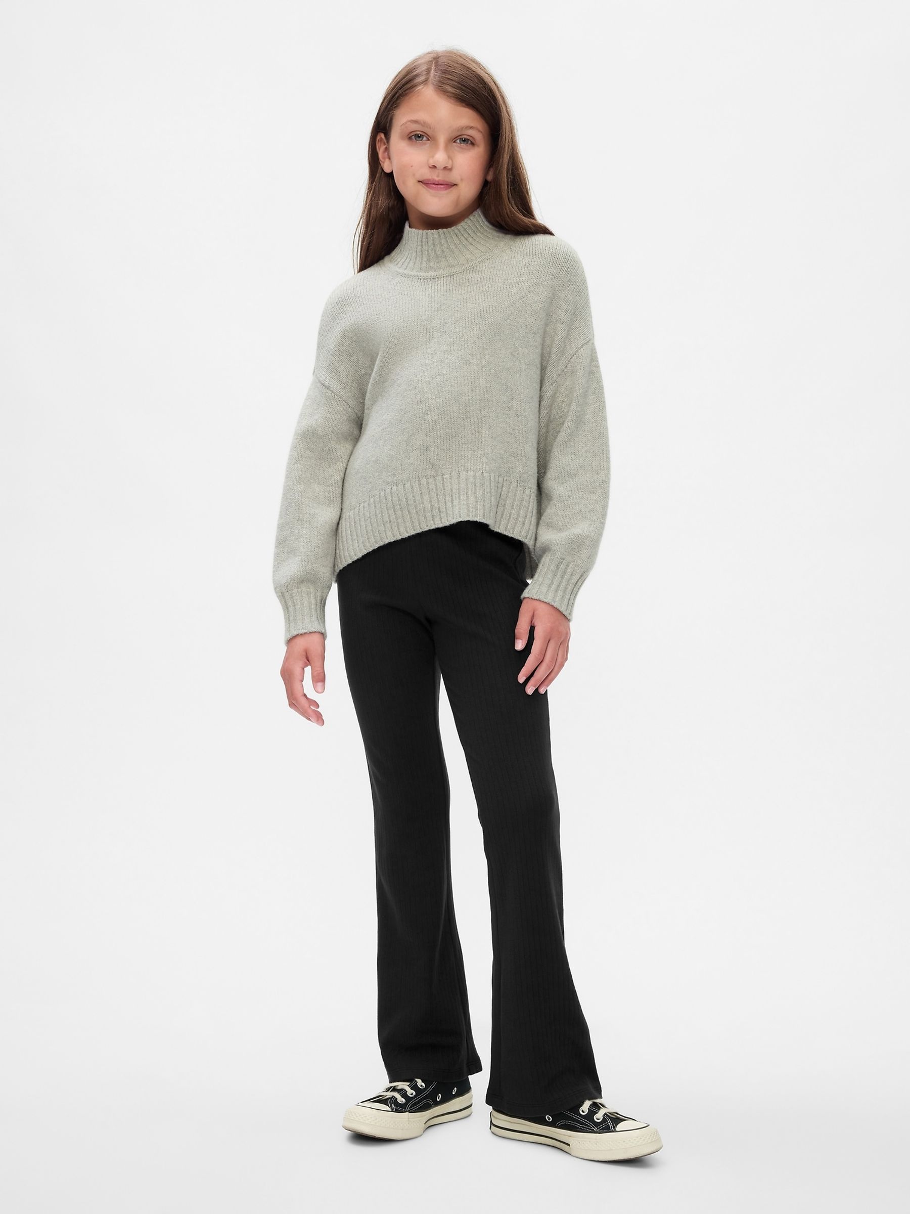 Black Ribbed Flare Leggings (4-13yrs) - Image 1 of 1