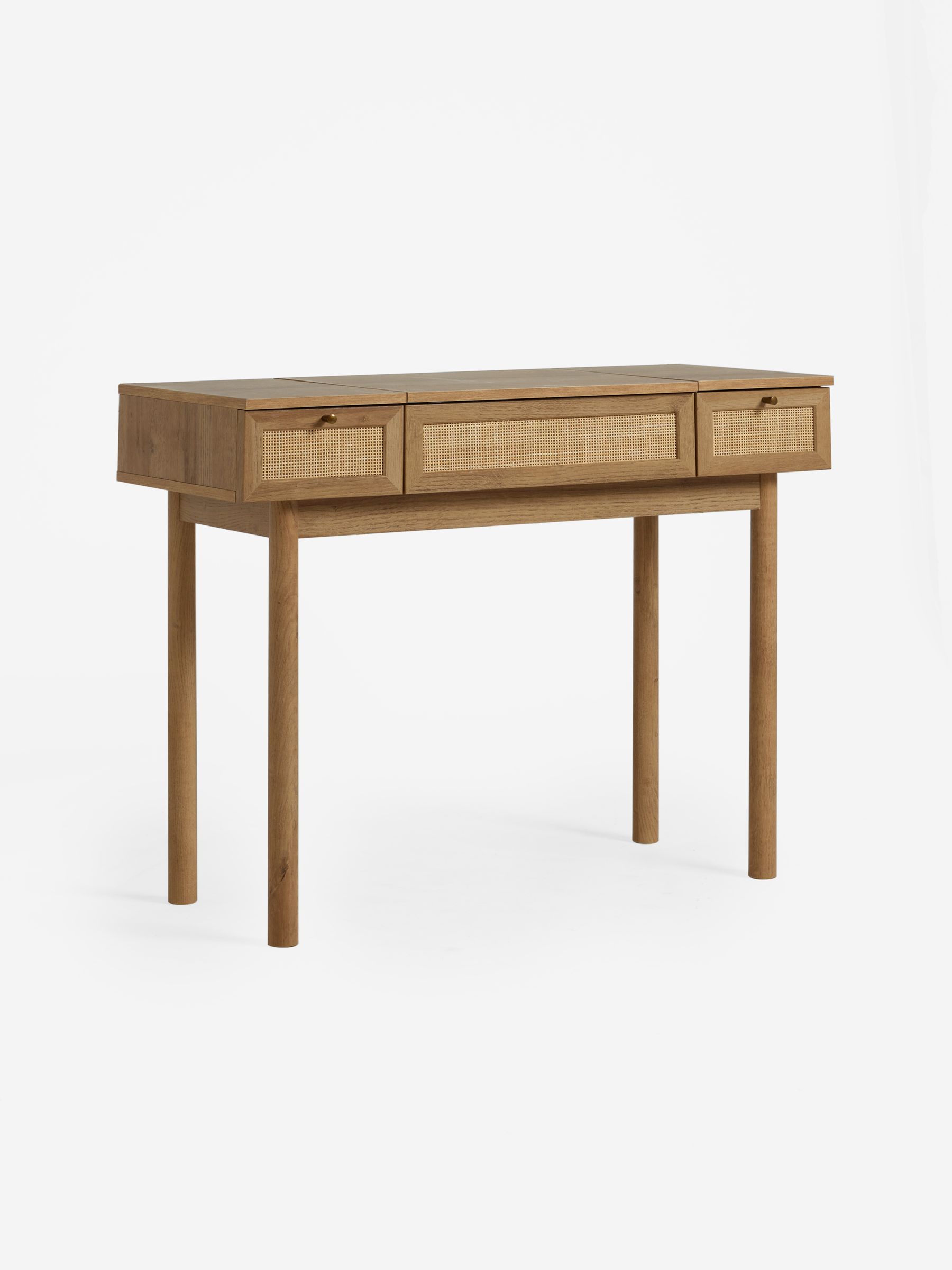 Pavia Rattan Console Dressing Table in Oak Effect - Image 3 of 4