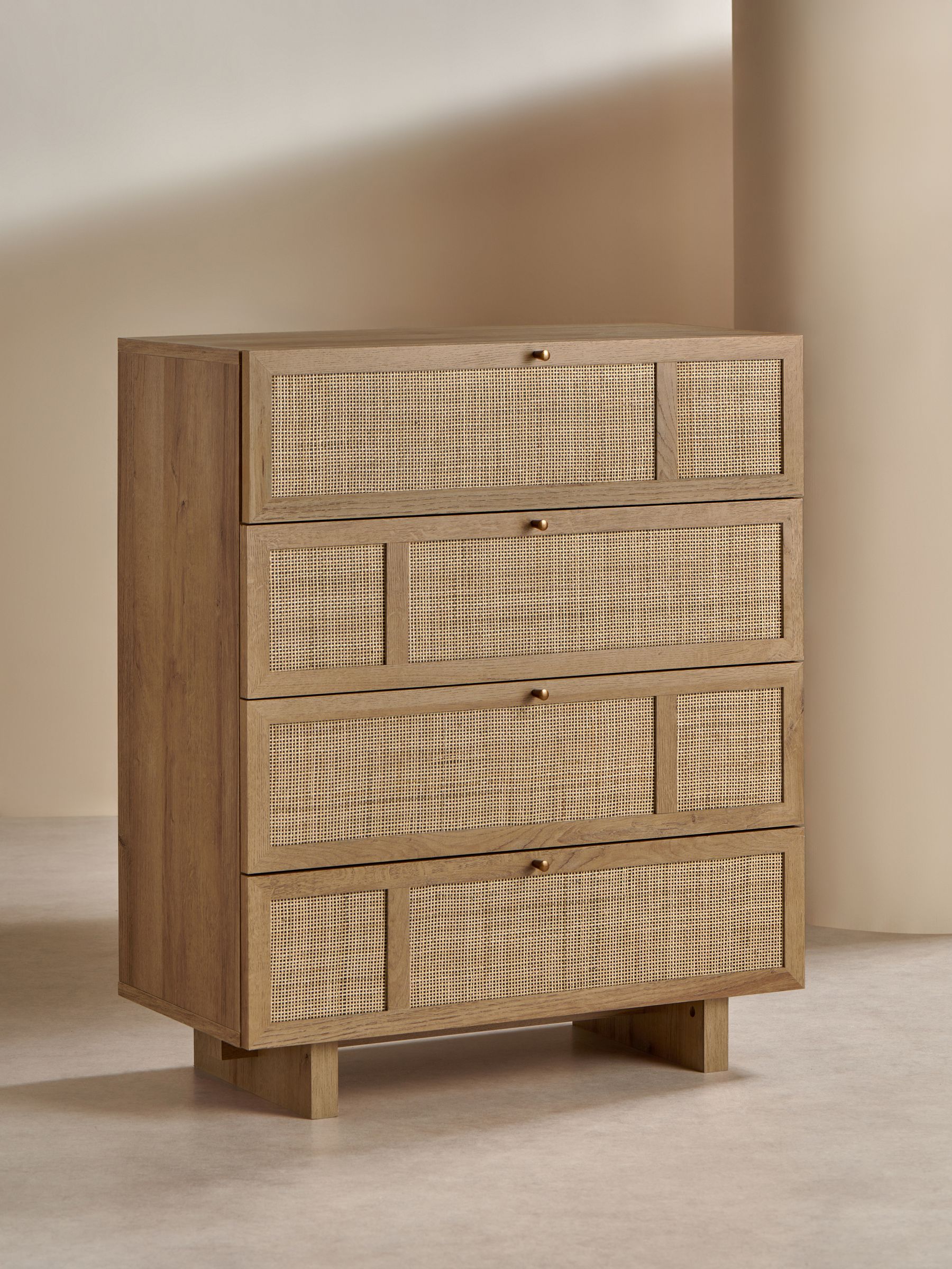 Pavia Accent Rattan Chest of Drawers in Oak Effect - Image 2 of 6