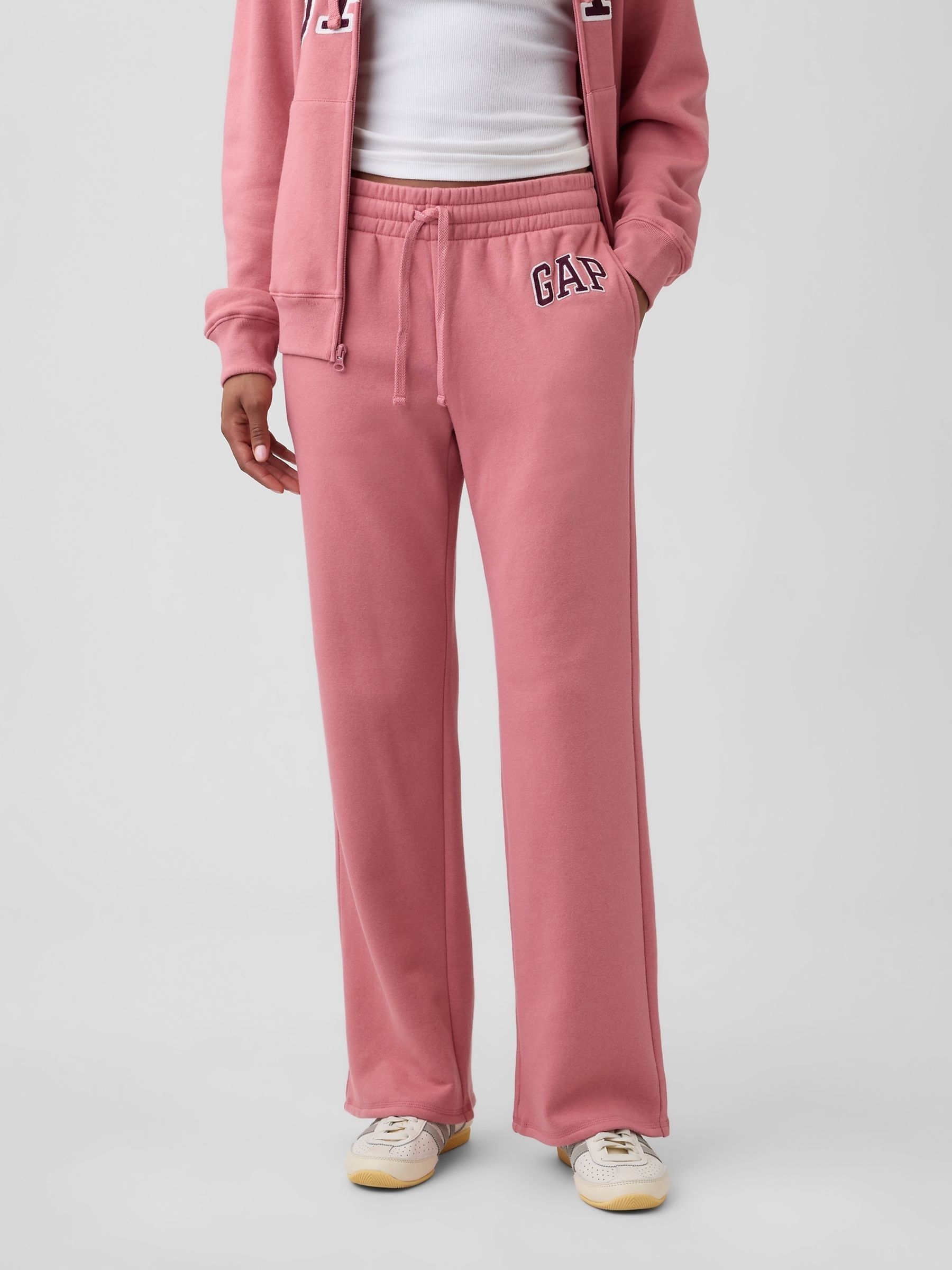 Rose Pink Logo Straight Joggers - Image 1 of 5 Rose Pink Logo Straight Joggers - Image 1 of 5