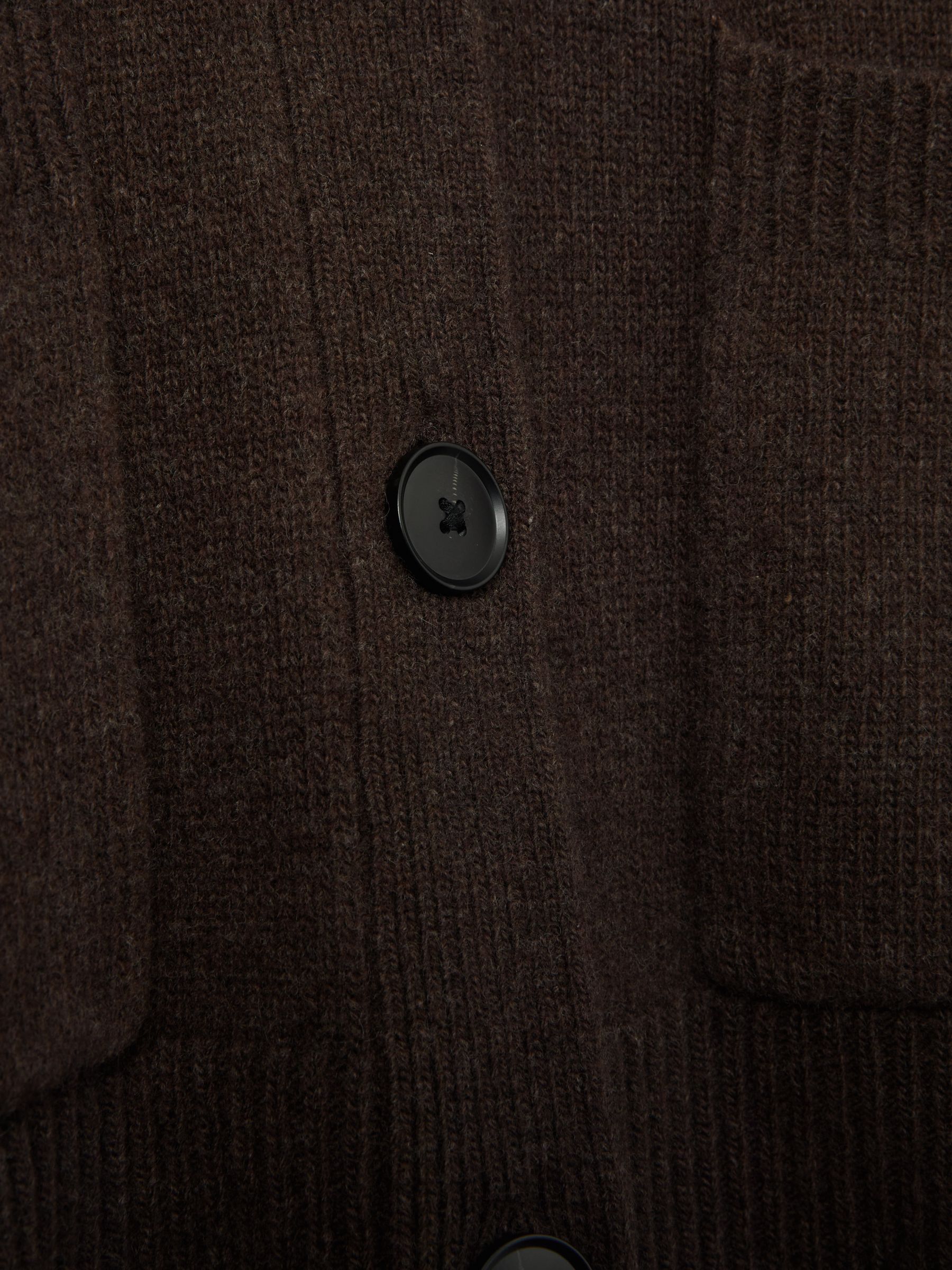 Wool-Cashmere Patch-Pocket Cardigan in Chocolate - Image 6 of 6