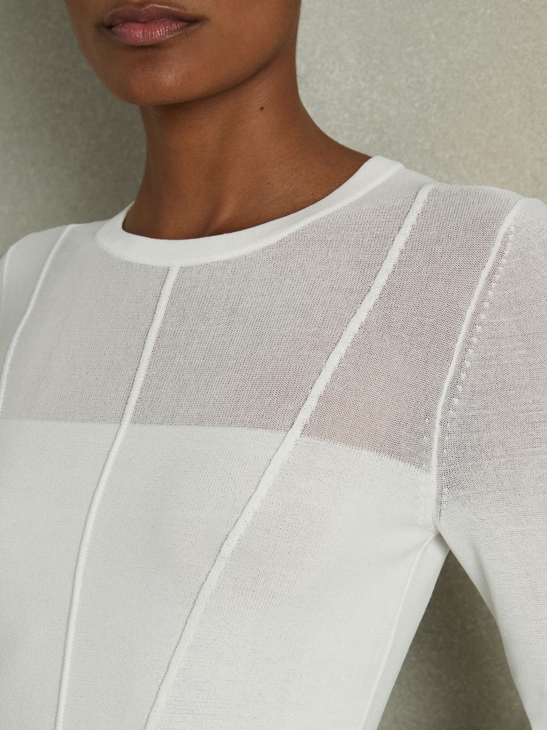 Seamed Crew-Neck Jumper in White - Image 4 of 6