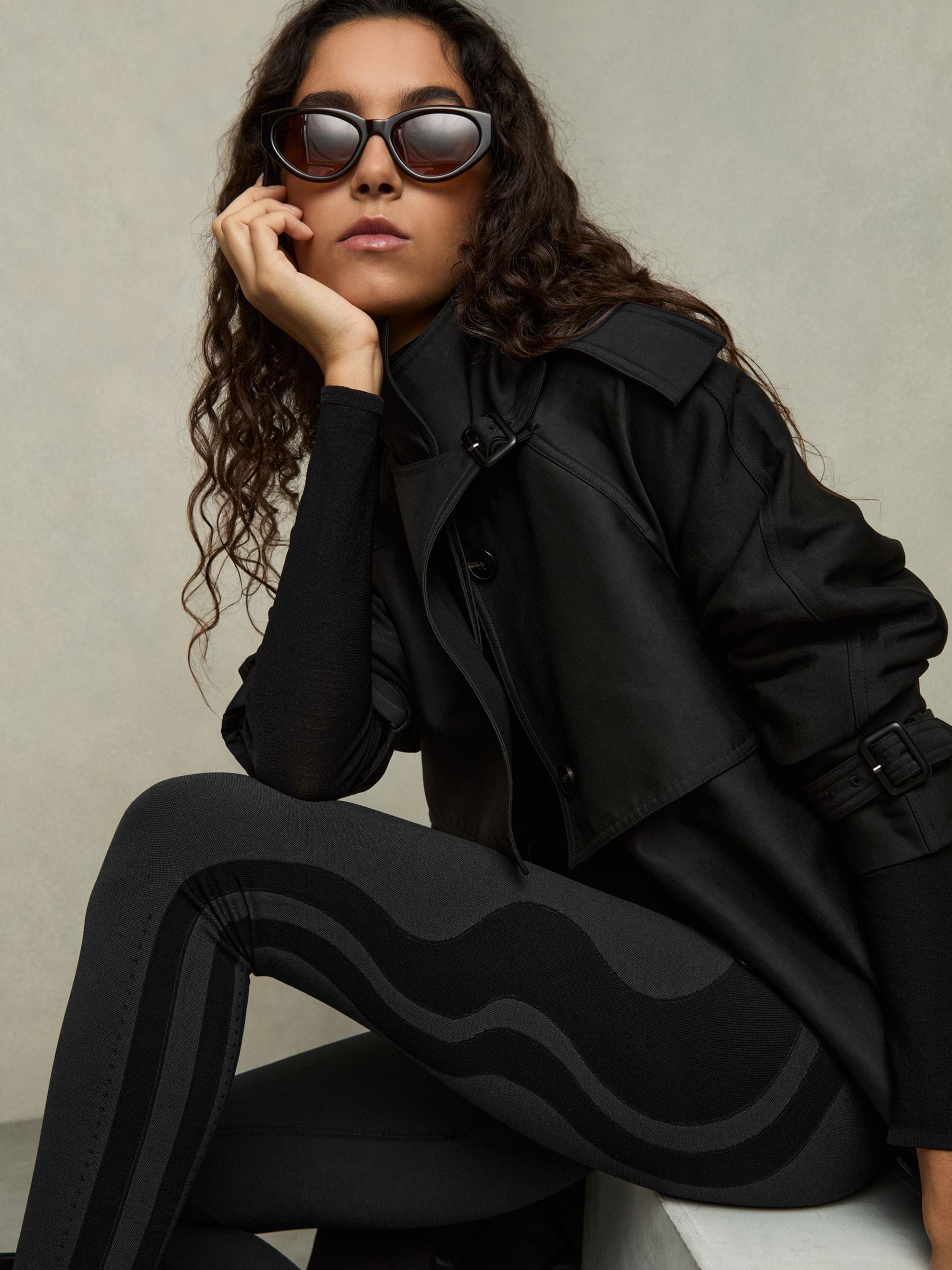 Wave-Stripe High-Rise Leggings in Black - Image 1 of 7