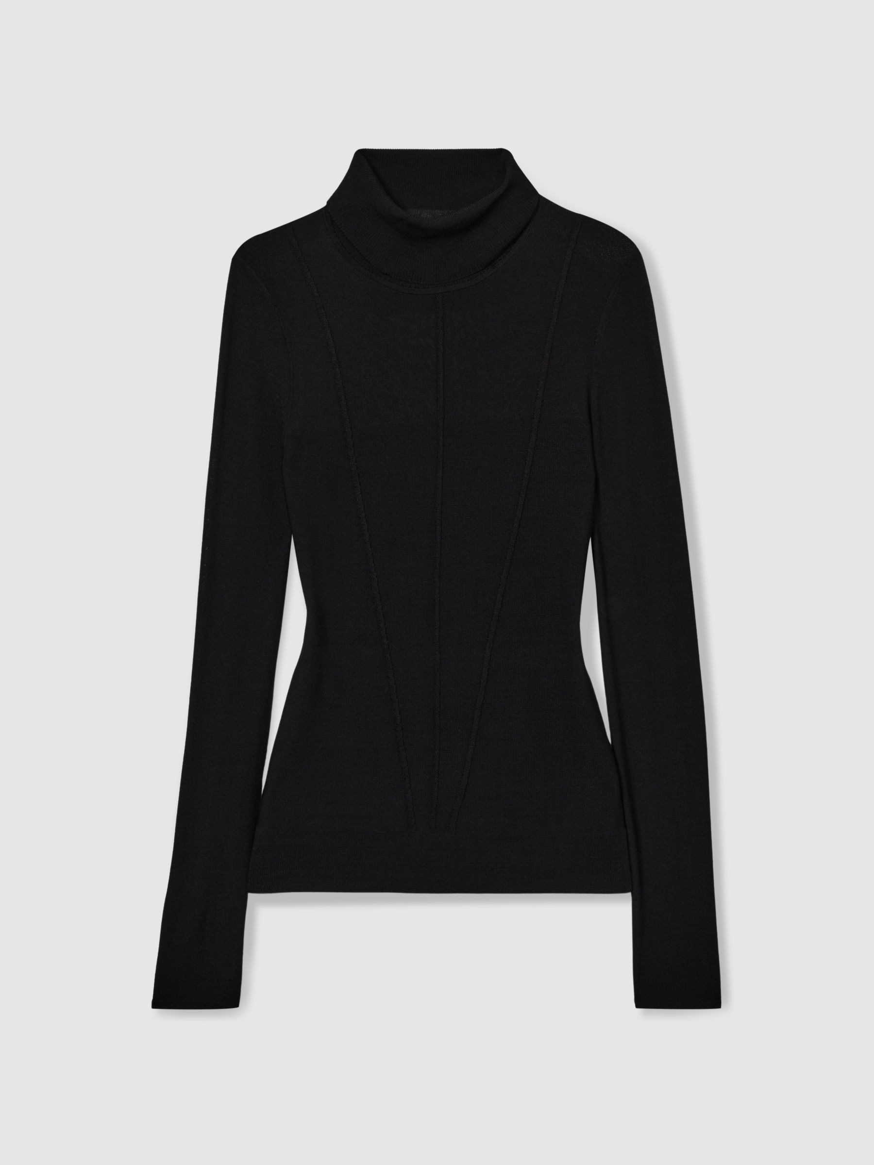 Seamed Roll-Neck Top in Black - Image 2 of 6