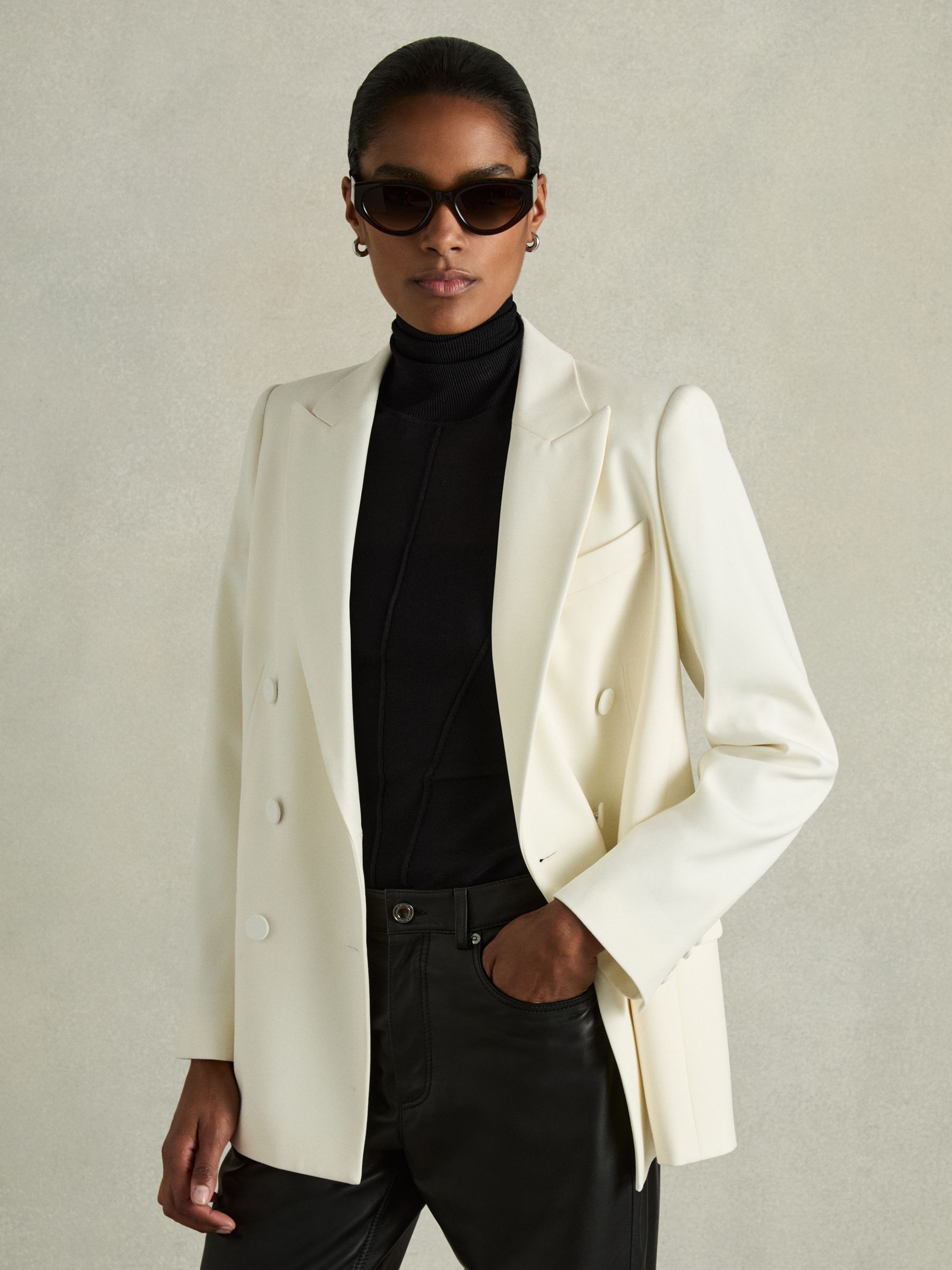 Seamed Roll-Neck Top in Black - image 3