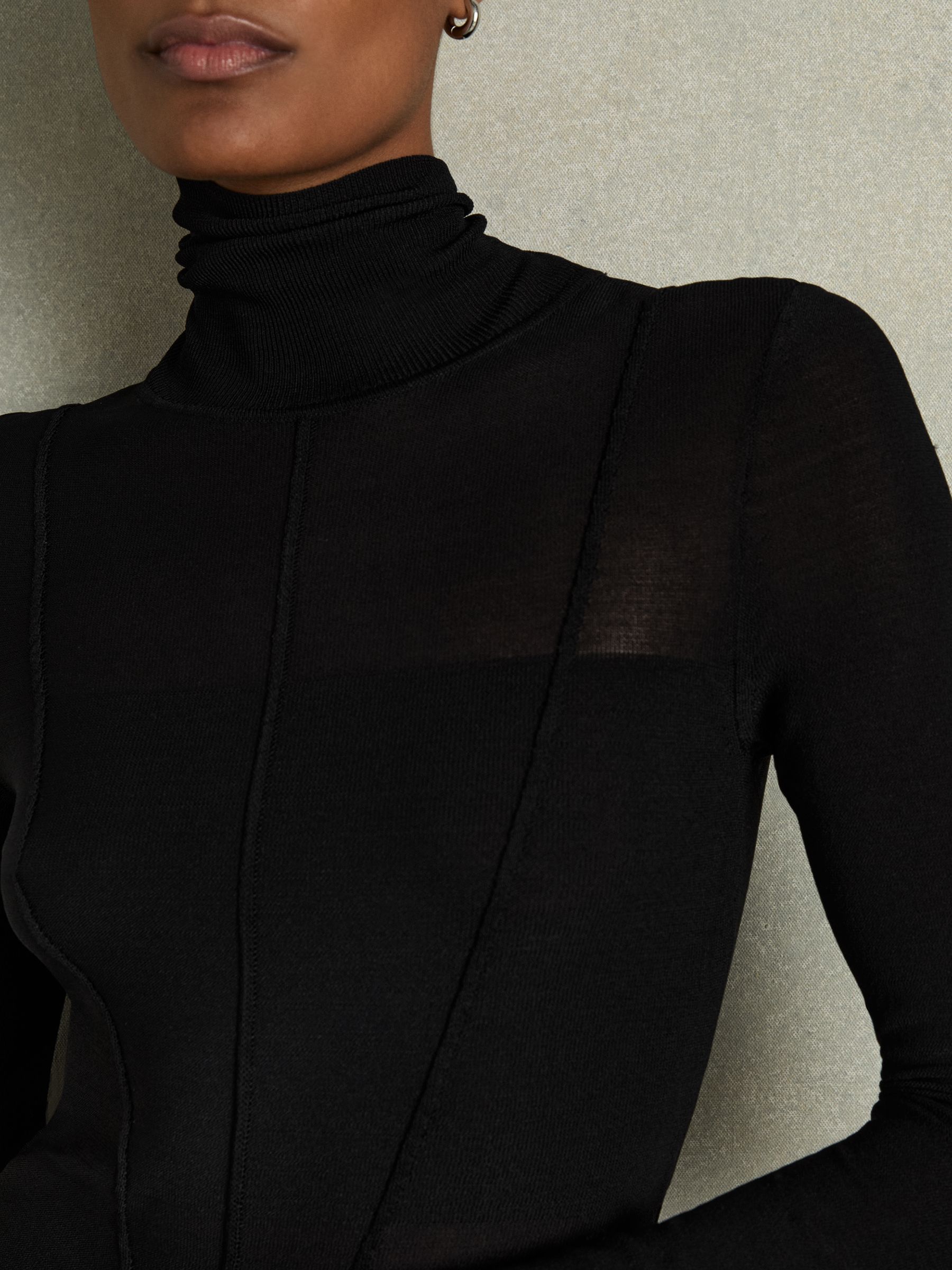 Seamed Roll-Neck Top in Black - Image 4 of 6