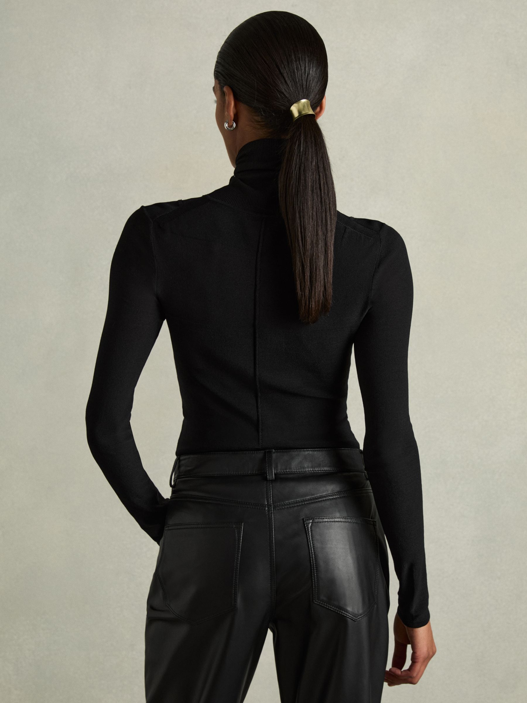 Seamed Roll-Neck Top in Black - image 5