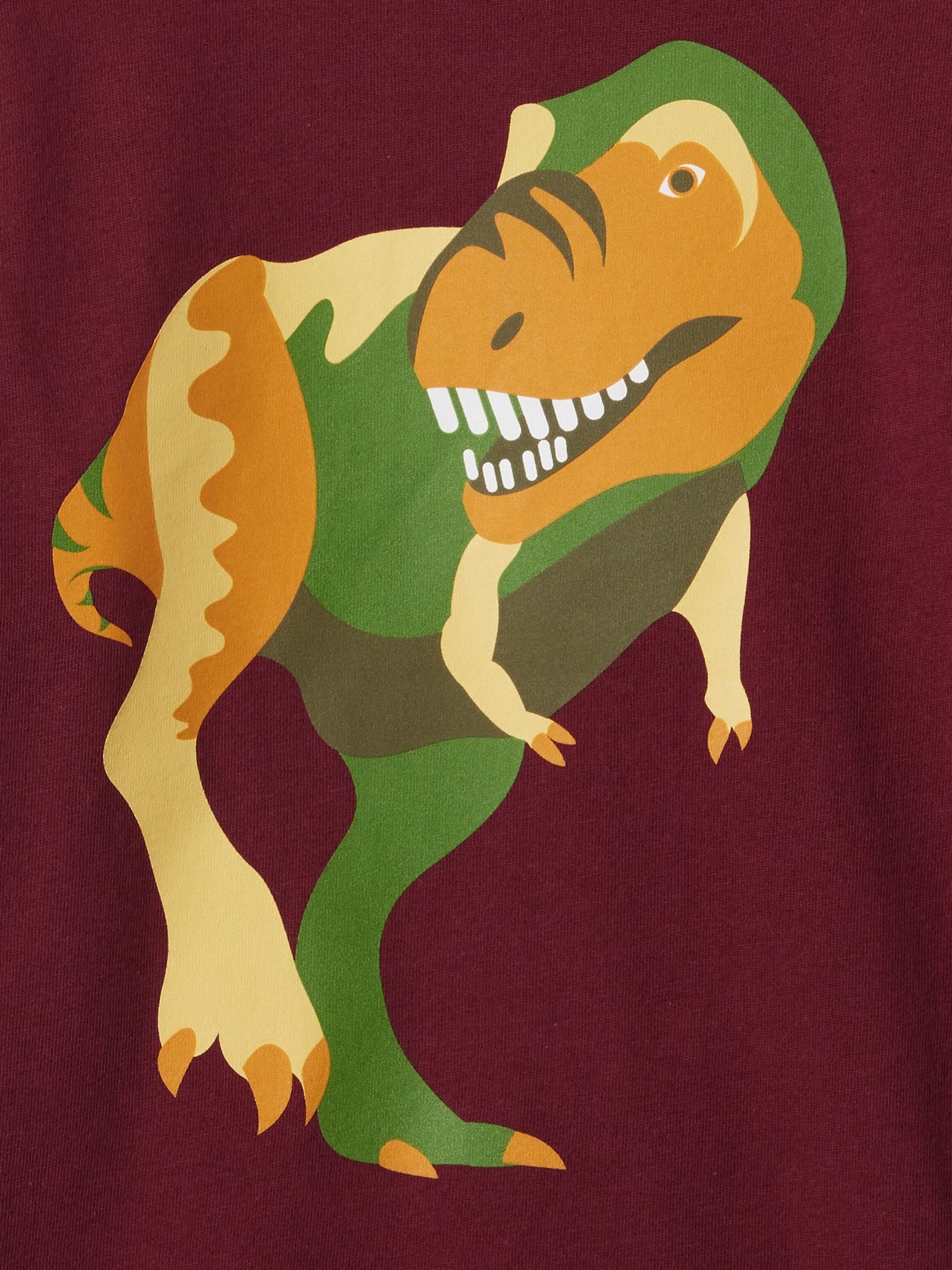 Burgundy Red Dinosaur Long Sleeve Crew Neck Graphic T-Shirt (6mths-5yrs) - Image 3 of 3 Burgundy Red Dinosaur Long Sleeve Crew Neck Graphic T-Shirt (6mths-5yrs) - Image 3 of 3