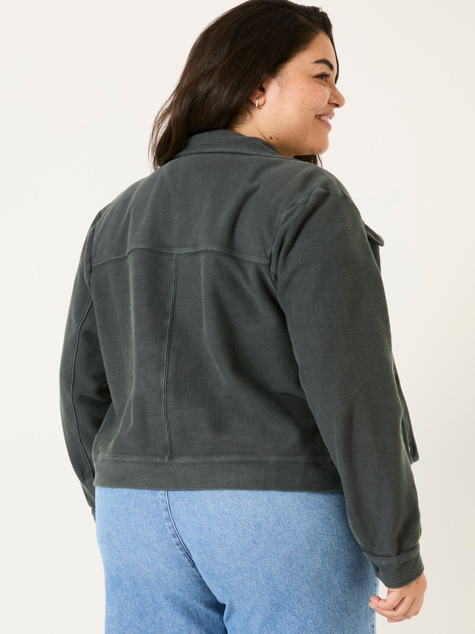 Jenny Charcoal Grey 100% Cotton Jersey Shirt Jacket - Image 6 of 9