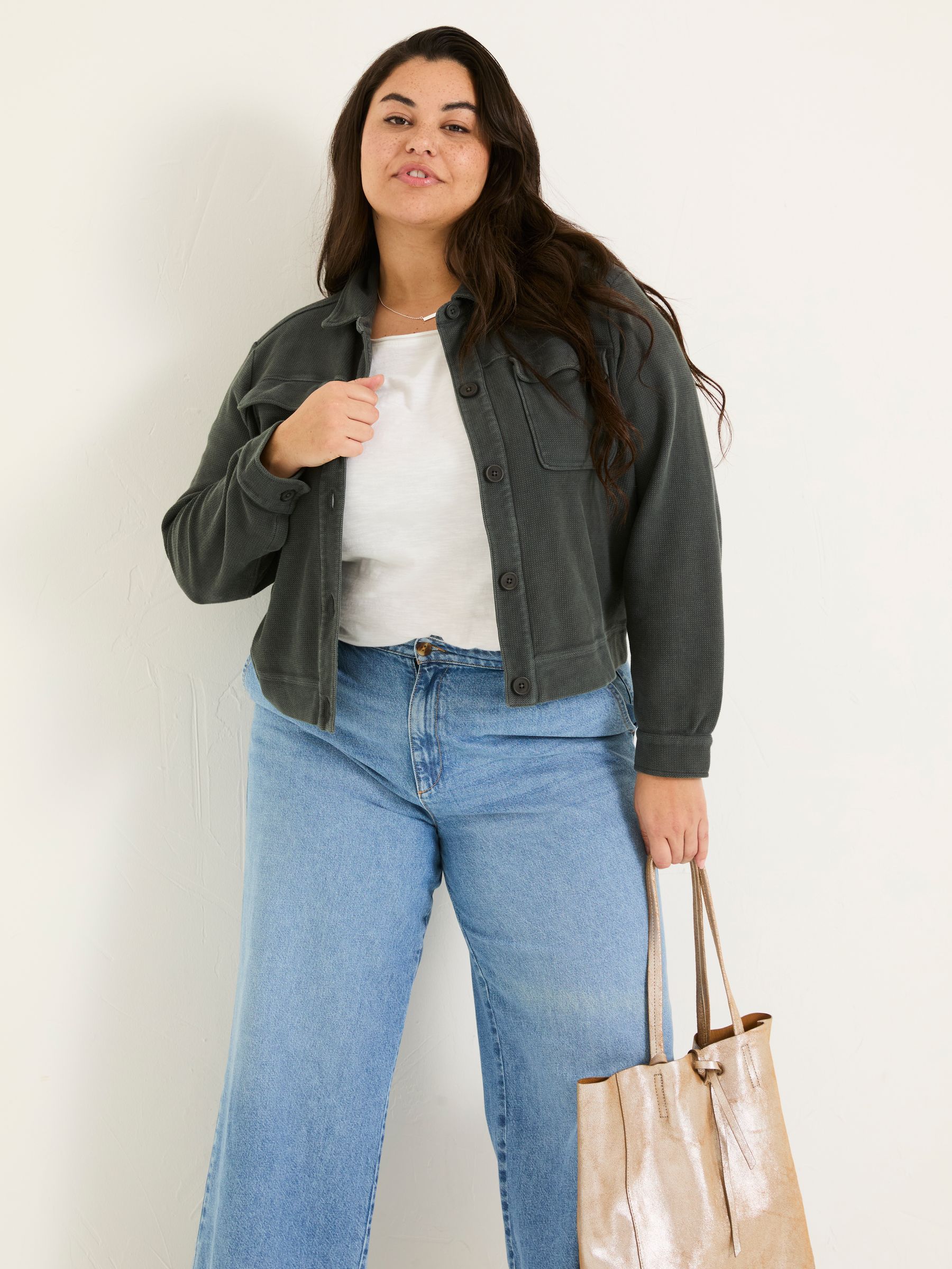 Jenny Charcoal Grey 100% Cotton Jersey Shirt Jacket - Image 7 of 9