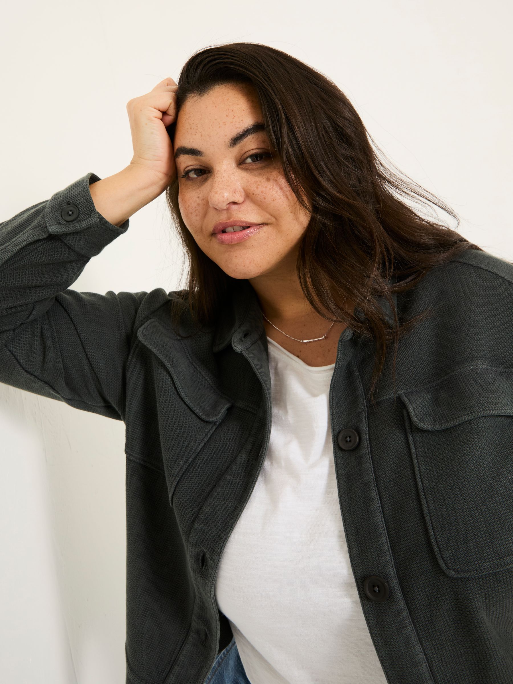 Jenny Charcoal Grey 100% Cotton Jersey Shirt Jacket - Image 8 of 9